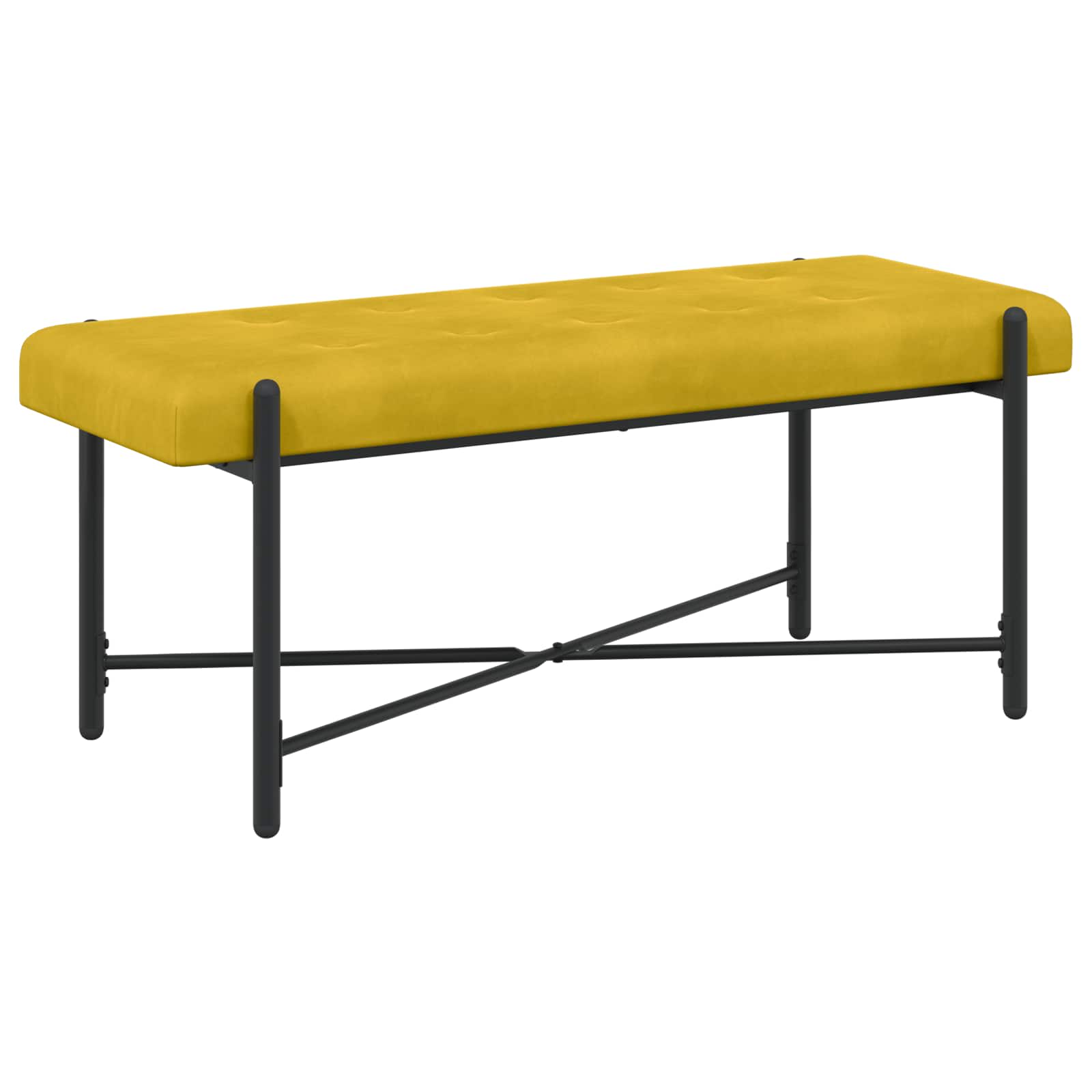 Banc capitonné à boutons avec coussins Jaune 110 x 40 x 46 cm - XIOS