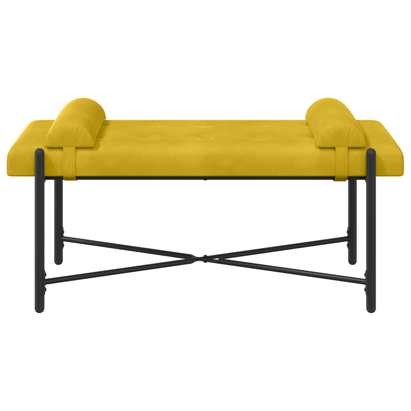 Banc capitonné à boutons avec coussins Jaune 110 x 40 x 46 cm - XIOS