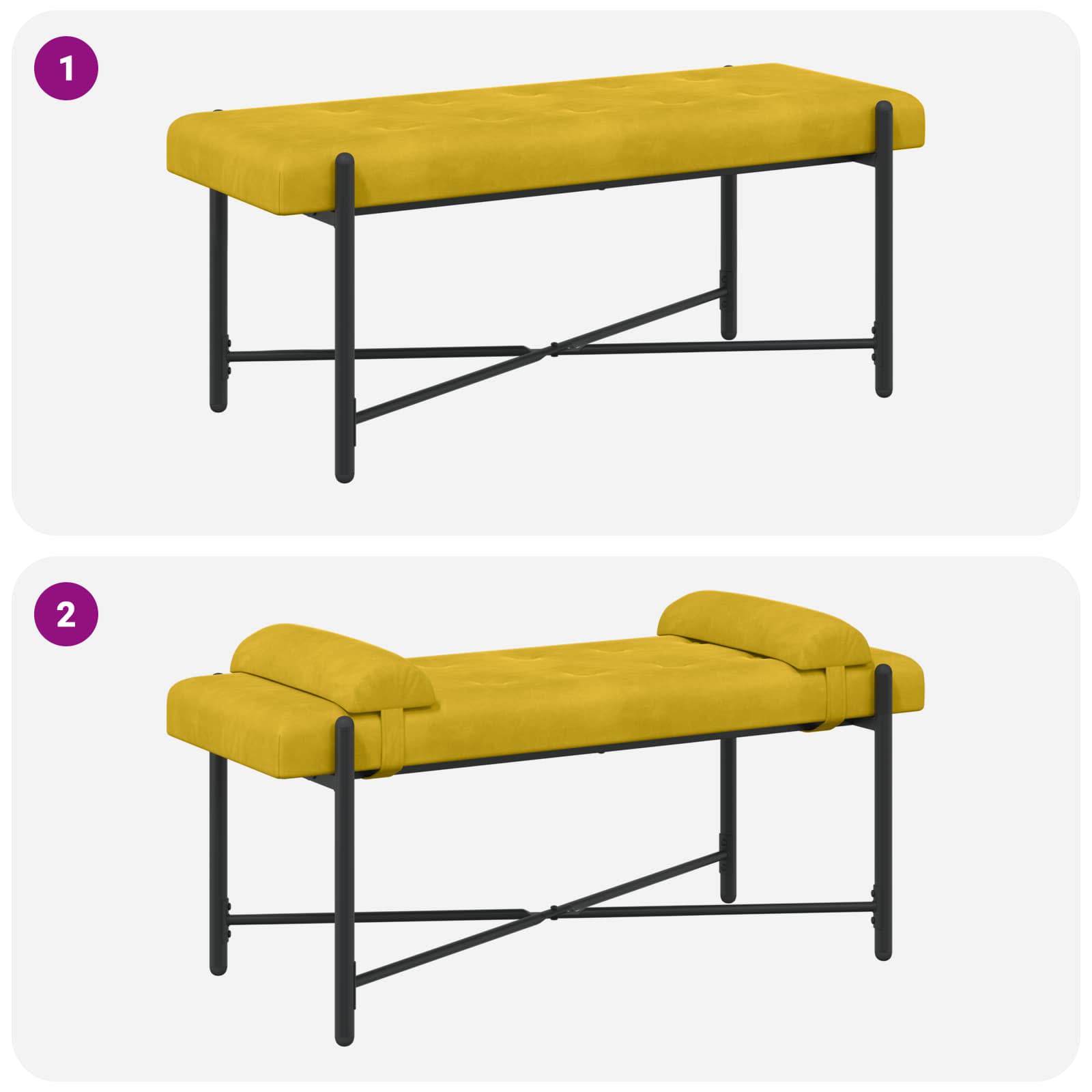Banc capitonné à boutons avec coussins Jaune 110 x 40 x 46 cm - XIOS