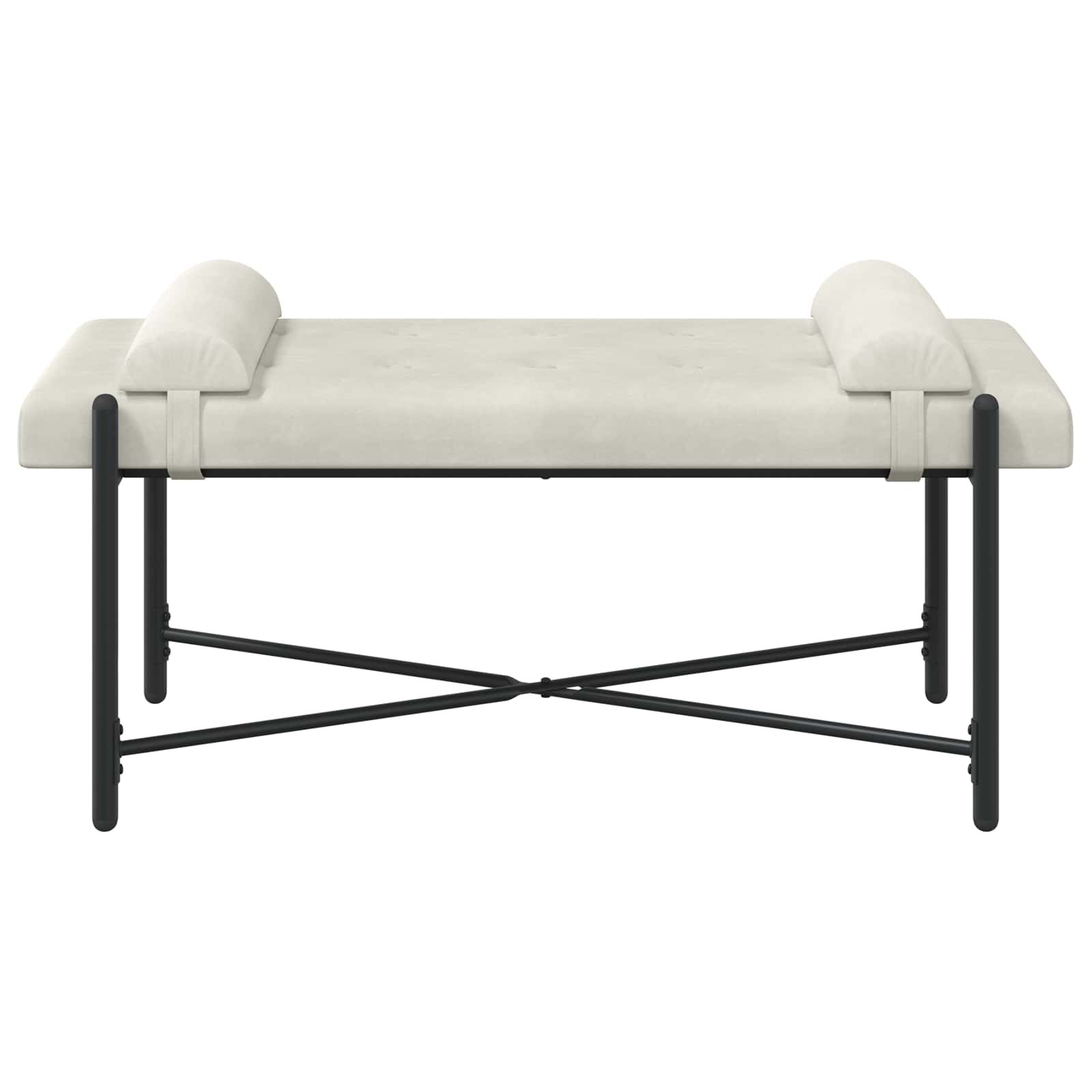 Banc capitonné à boutons avec coussins Crème 110 x 40 x 46 cm - XIOS