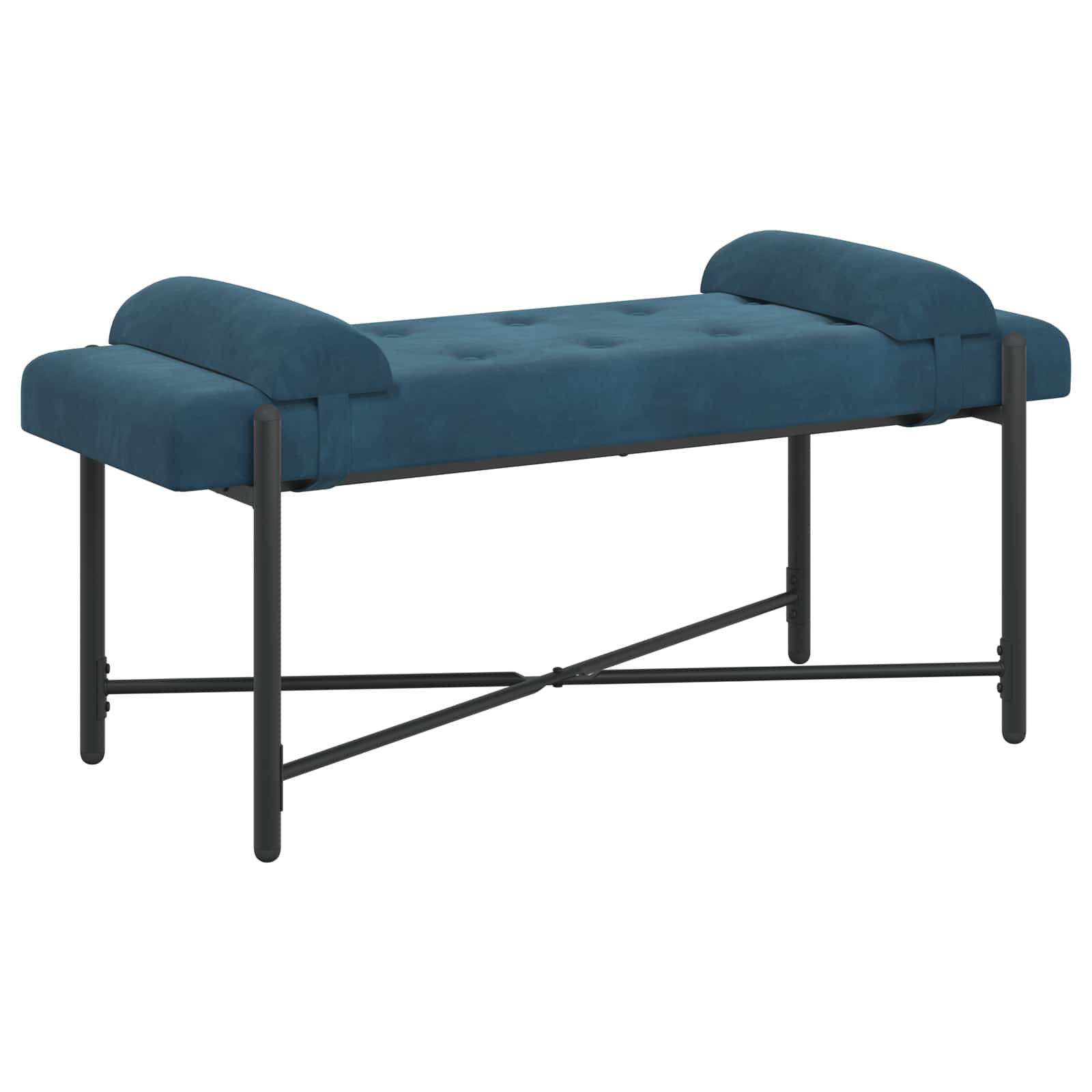 Banc capitonné à boutons avec coussins Bleu 110 x 40 x 46 cm - XIOS