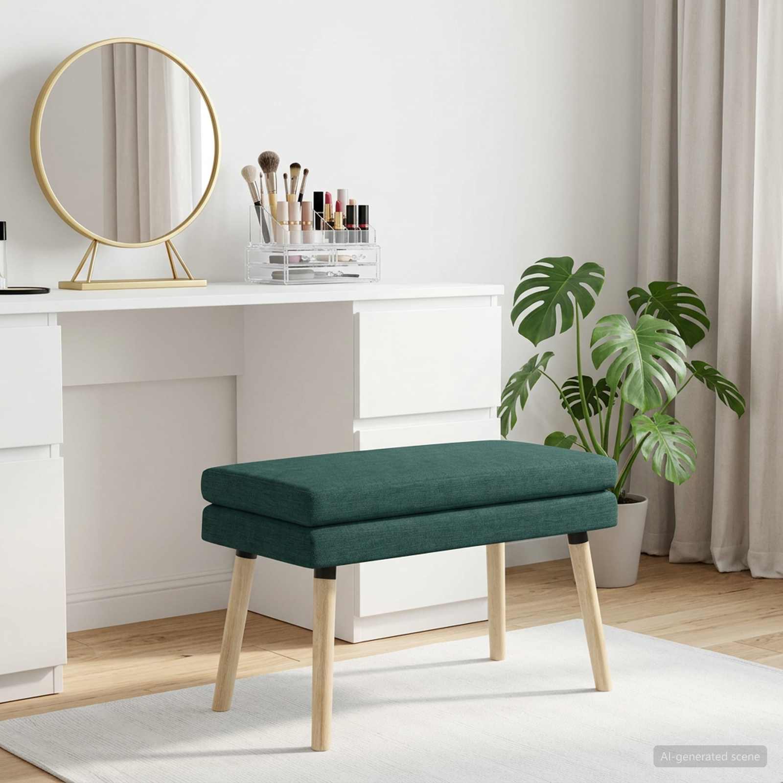 Banc à double couche Vert foncé 80 x 40 x 47 cm Tissu - XIOS