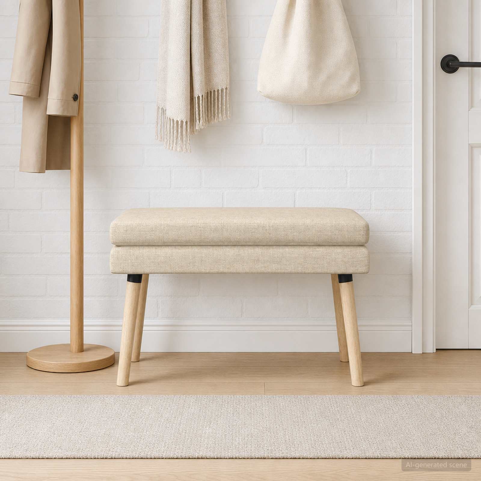 Banc à double couche Crème 80 x 40 x 47 cm Tissu - XIOS