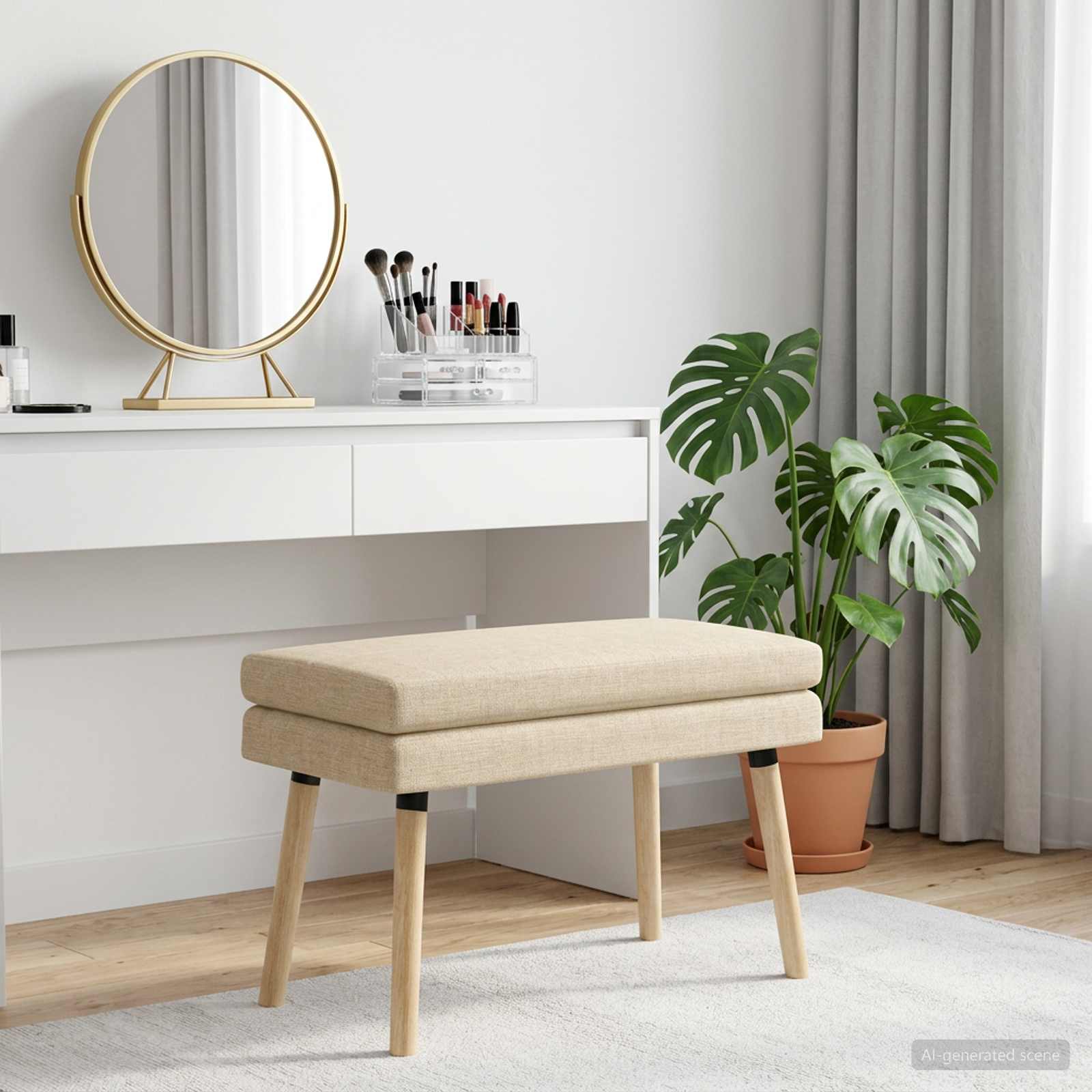 Banc à double couche Crème 80 x 40 x 47 cm Tissu - XIOS