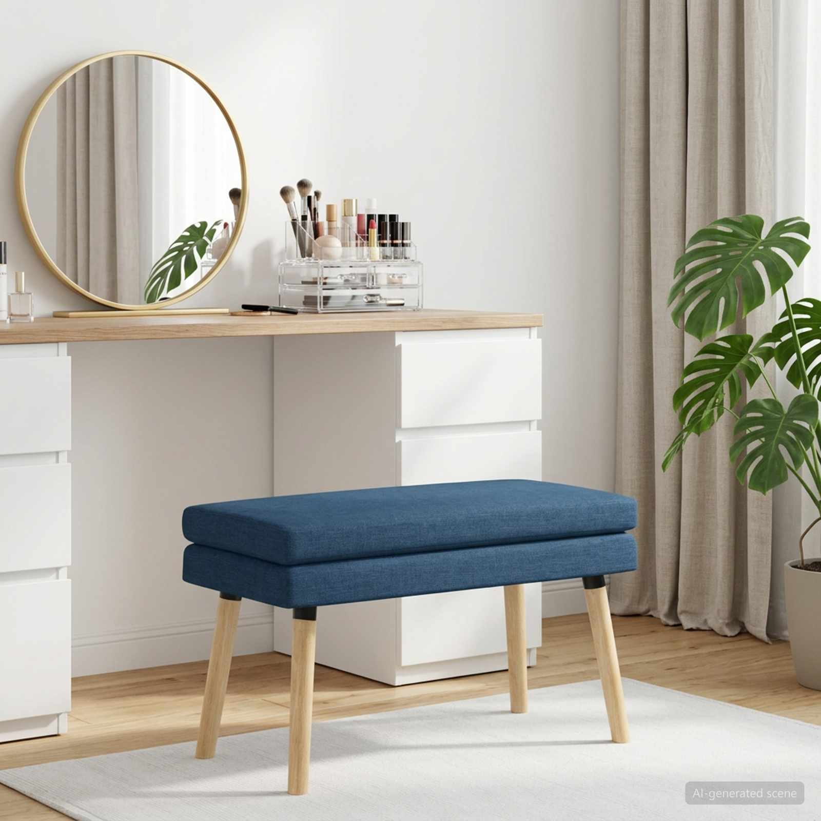 Banc à double couche Bleu 80 x 40 x 47 cm Tissu - XIOS