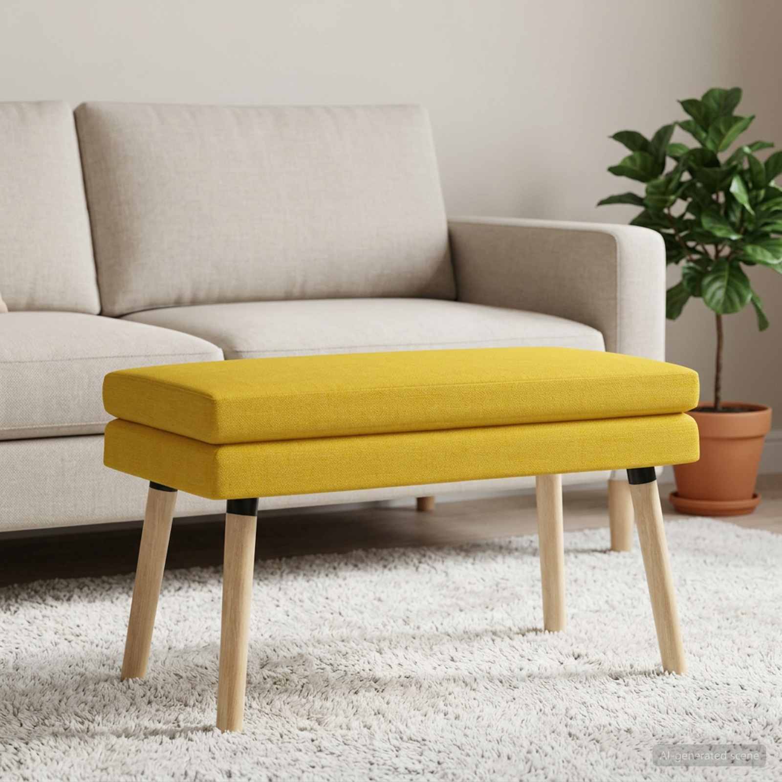 Banc à double couche Jaune clair 80 x 40 x 47 cm Tissu - XIOS
