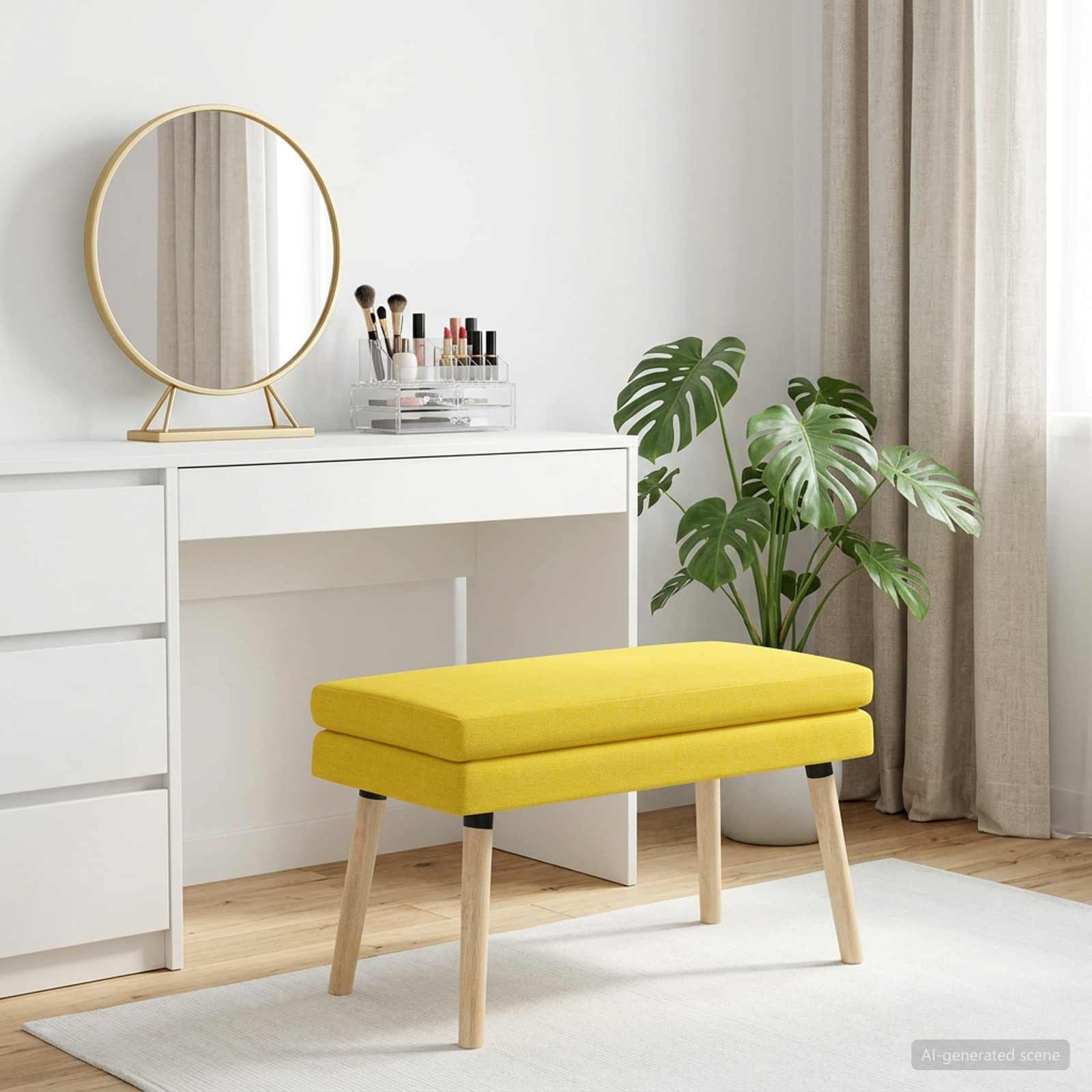 Banc à double couche Jaune clair 80 x 40 x 47 cm Tissu - XIOS