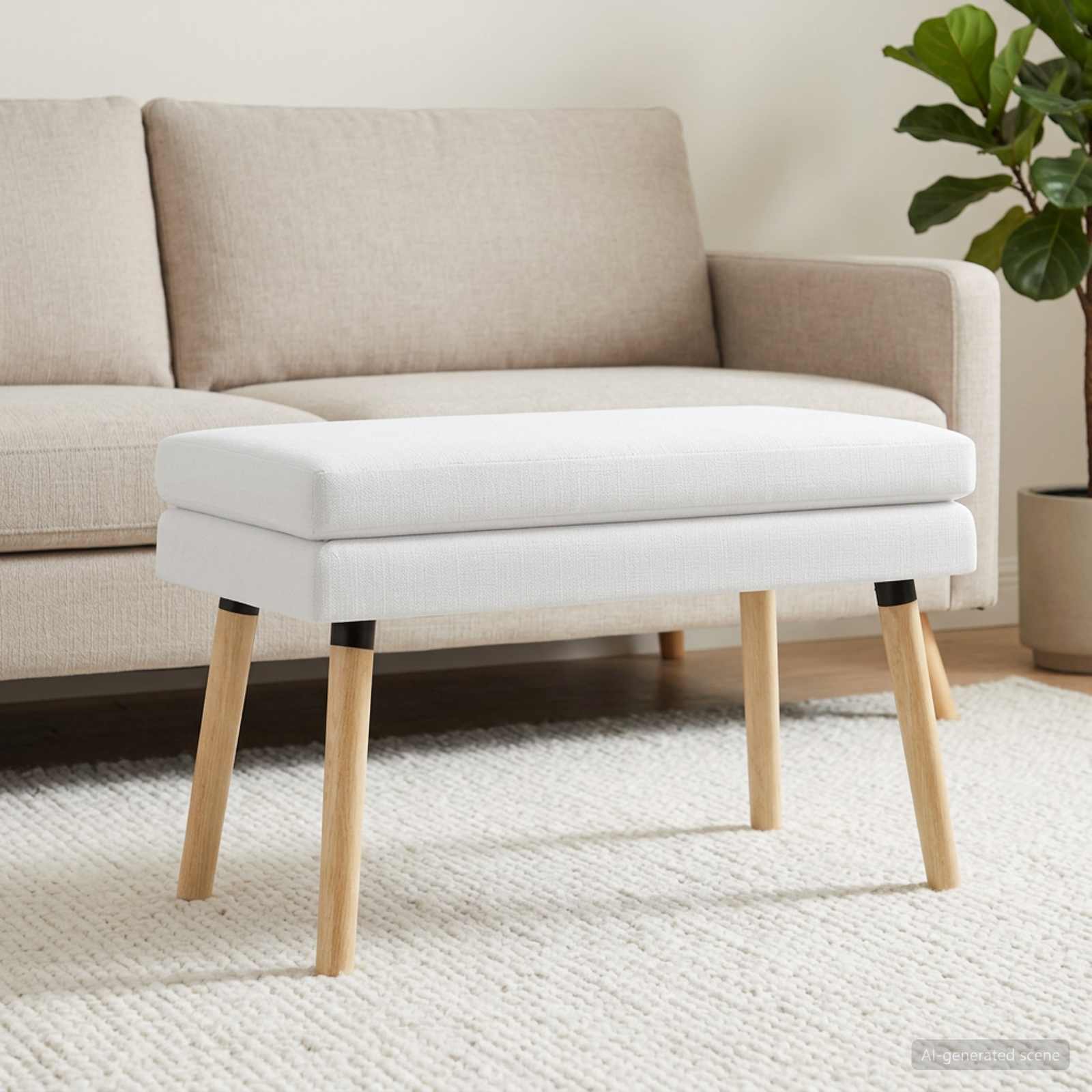 Banc à double couche Blanc 80 x 40 x 47 cm Tissu - XIOS