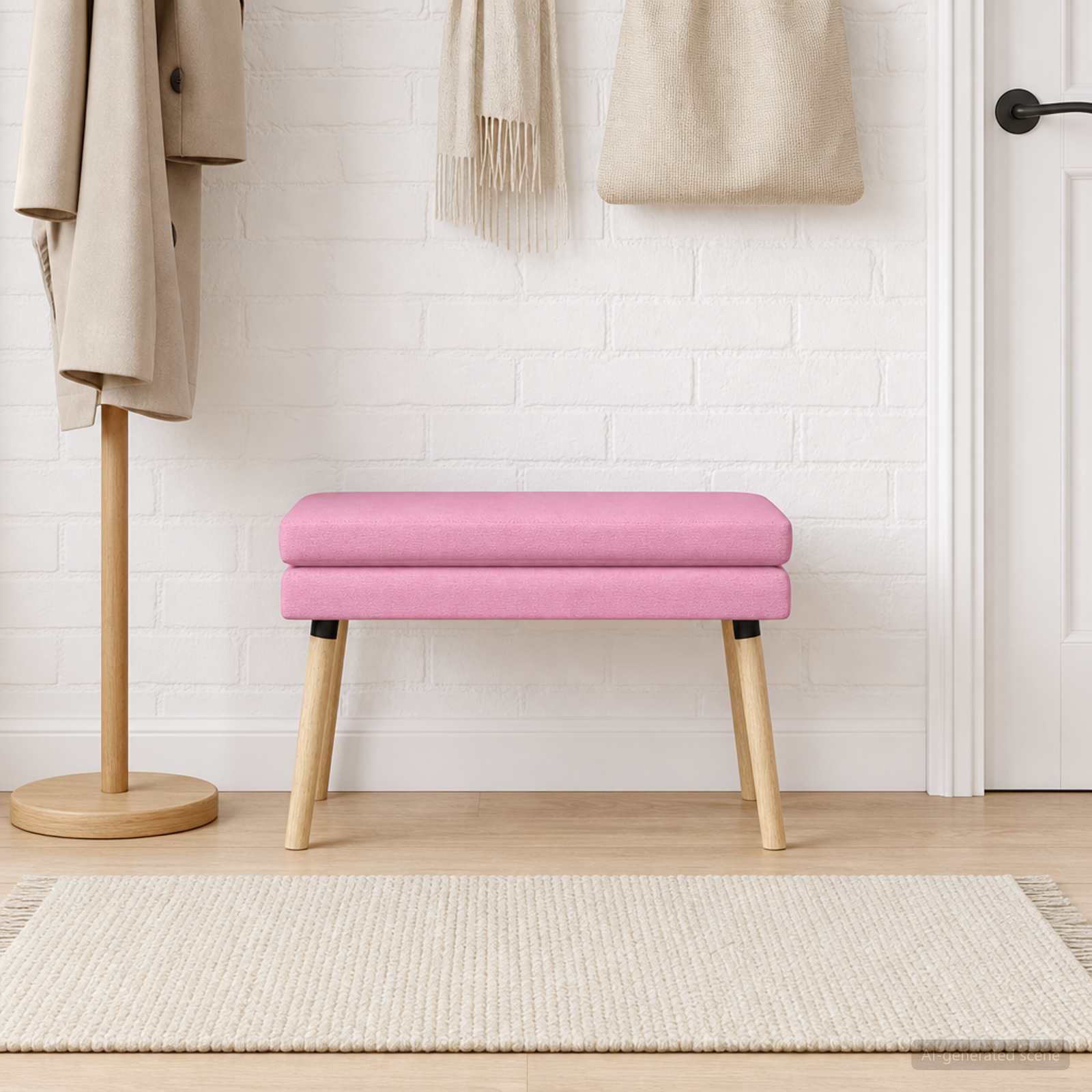 Banc à double couche Rose 80 x 40 x 47 cm Tissu - XIOS