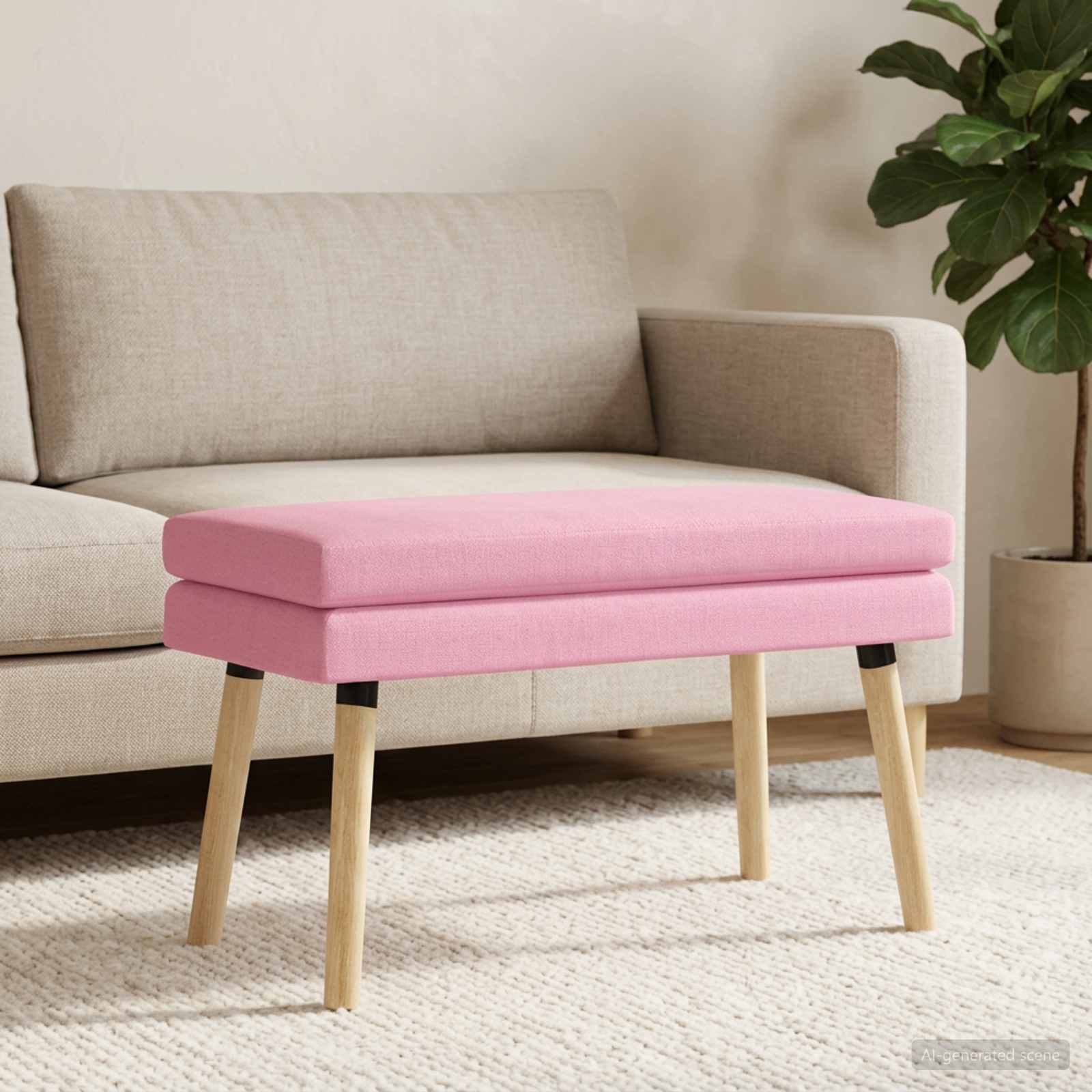 Banc à double couche Rose 80 x 40 x 47 cm Tissu - XIOS