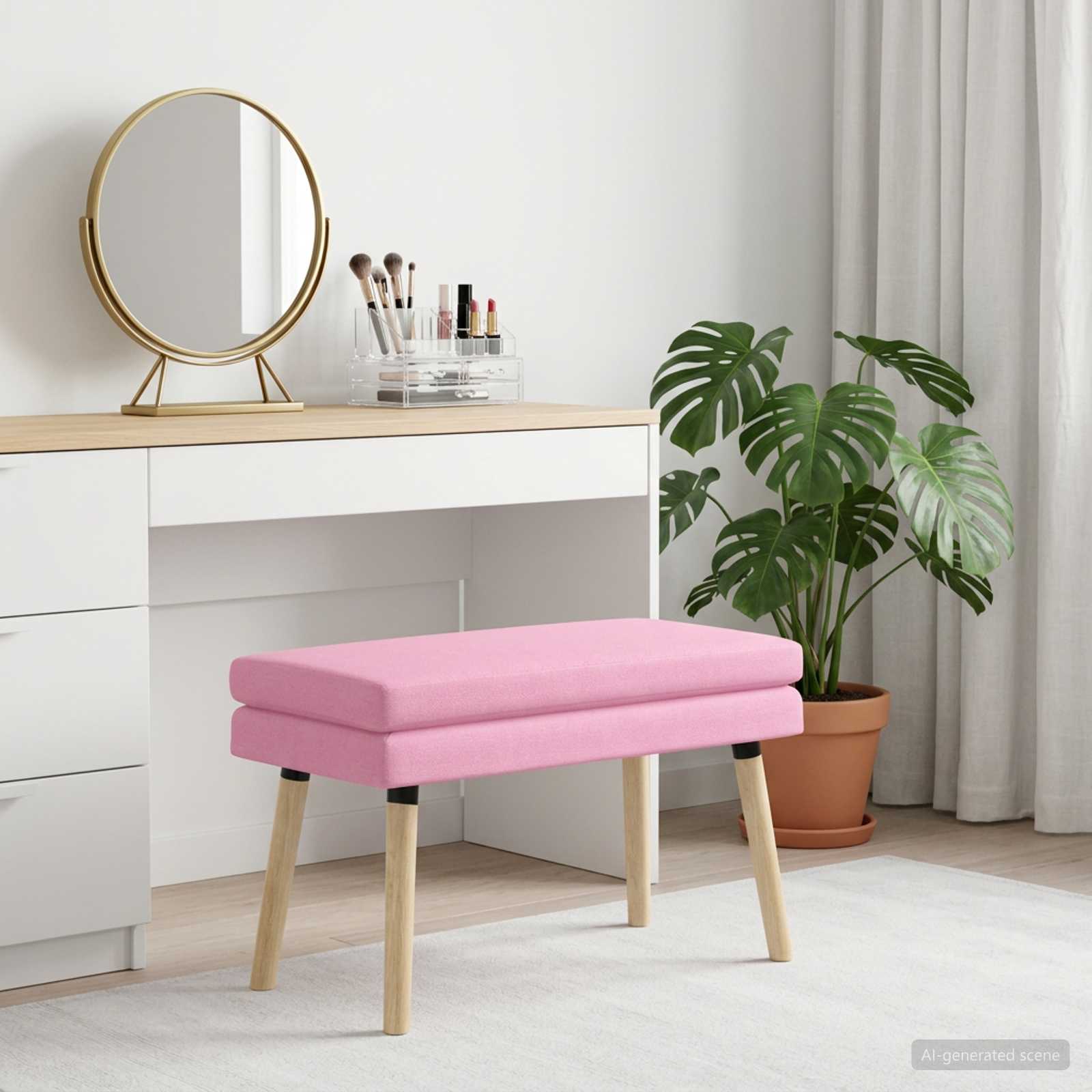 Banc à double couche Rose 80 x 40 x 47 cm Tissu - XIOS