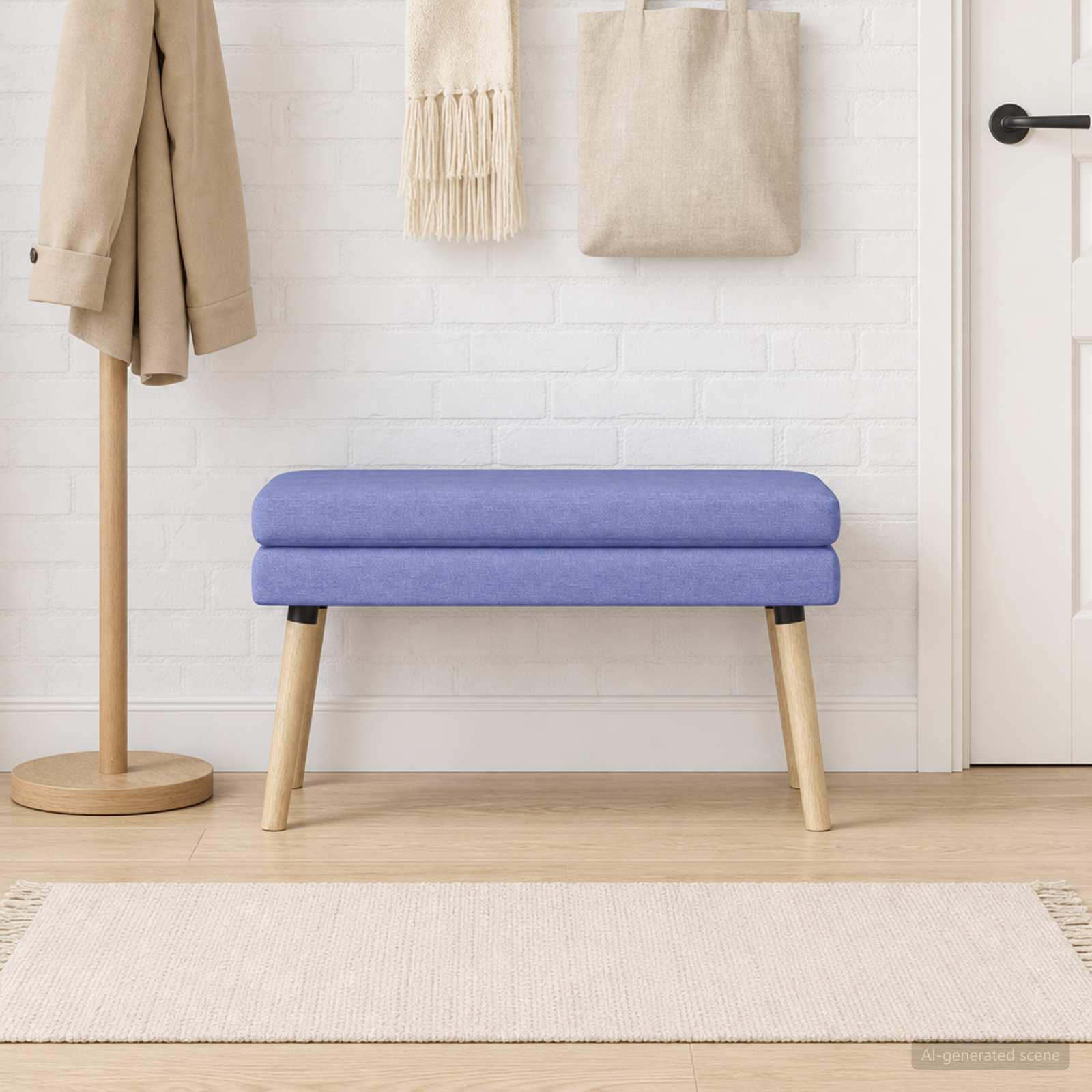 Banc à double couche Bleu denim 80 x 40 x 47 cm Tissu - XIOS