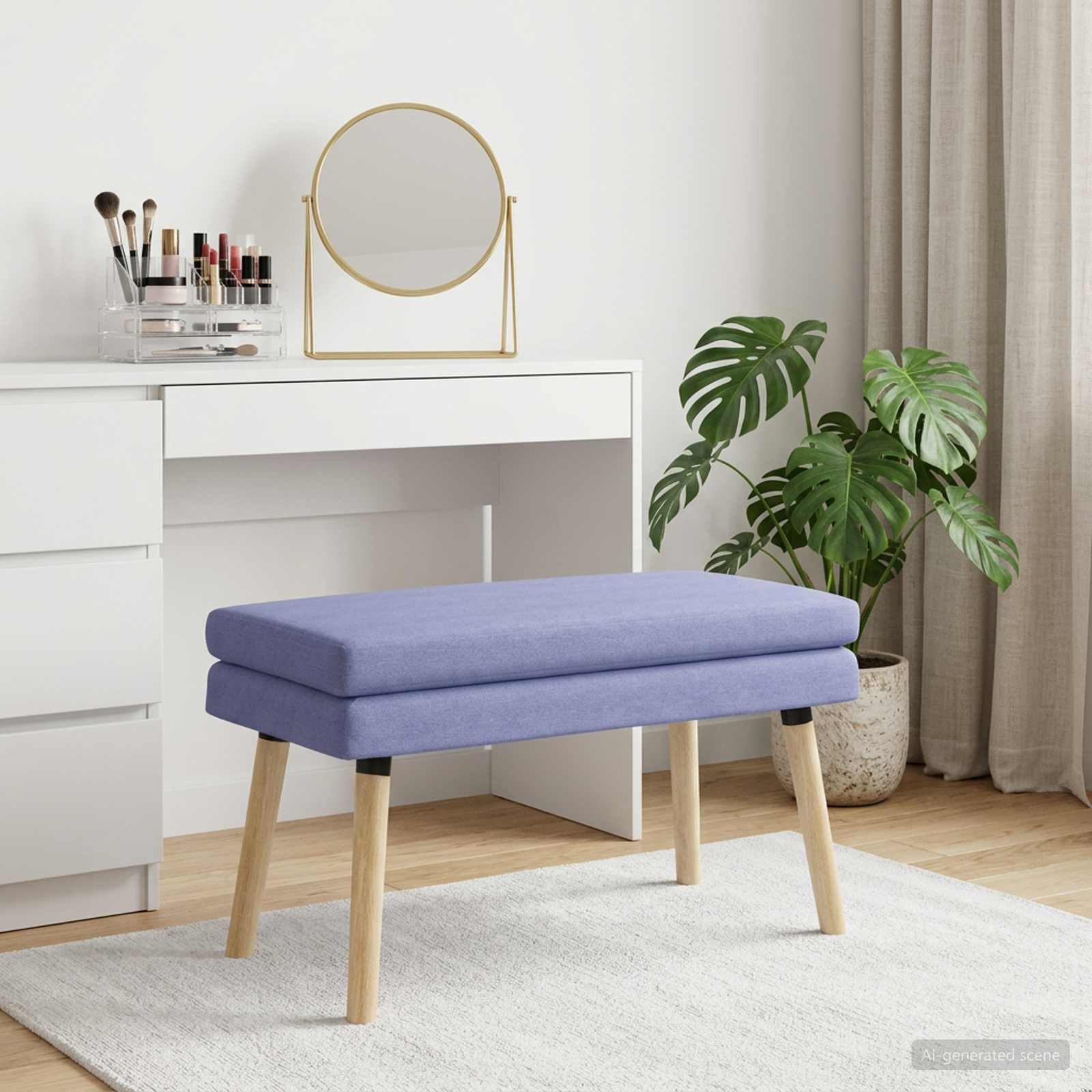 Banc à double couche Bleu denim 80 x 40 x 47 cm Tissu - XIOS