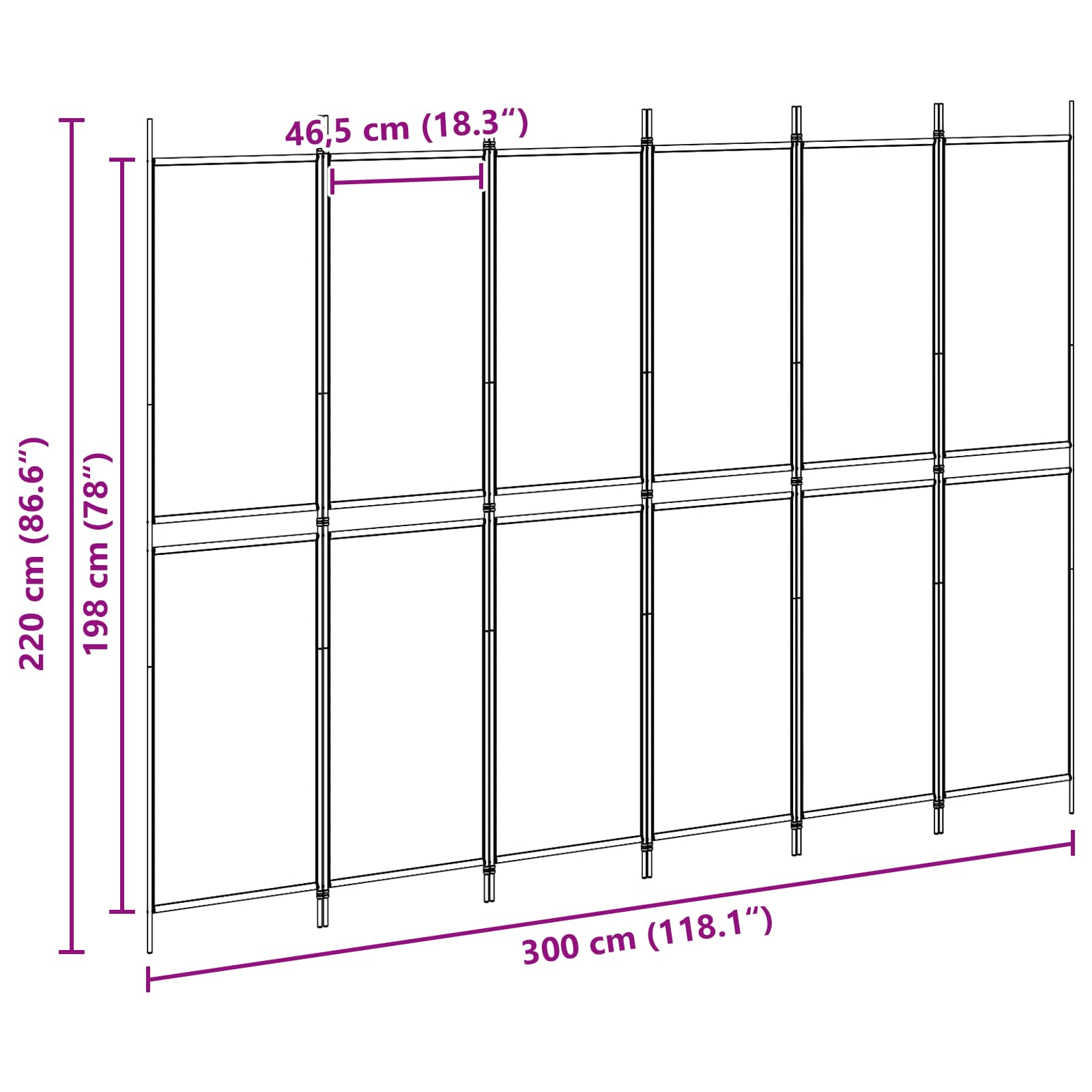 Paravent à 6 panneaux Beige 300 x 220 cm Tissu - XIOS