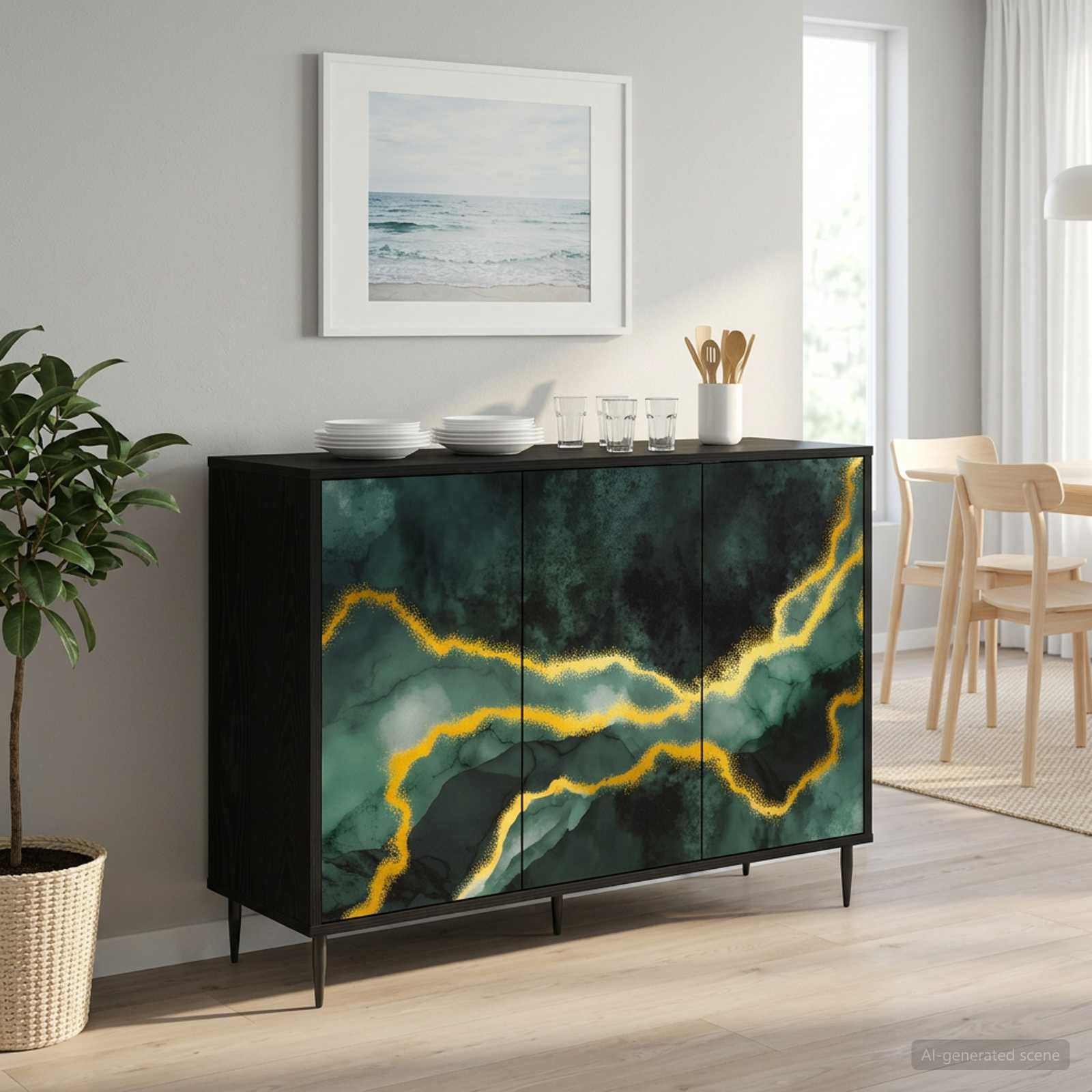 Buffet WIJHE Chêne noir 102 x 33 x 76 cm Bois d'ingénierie