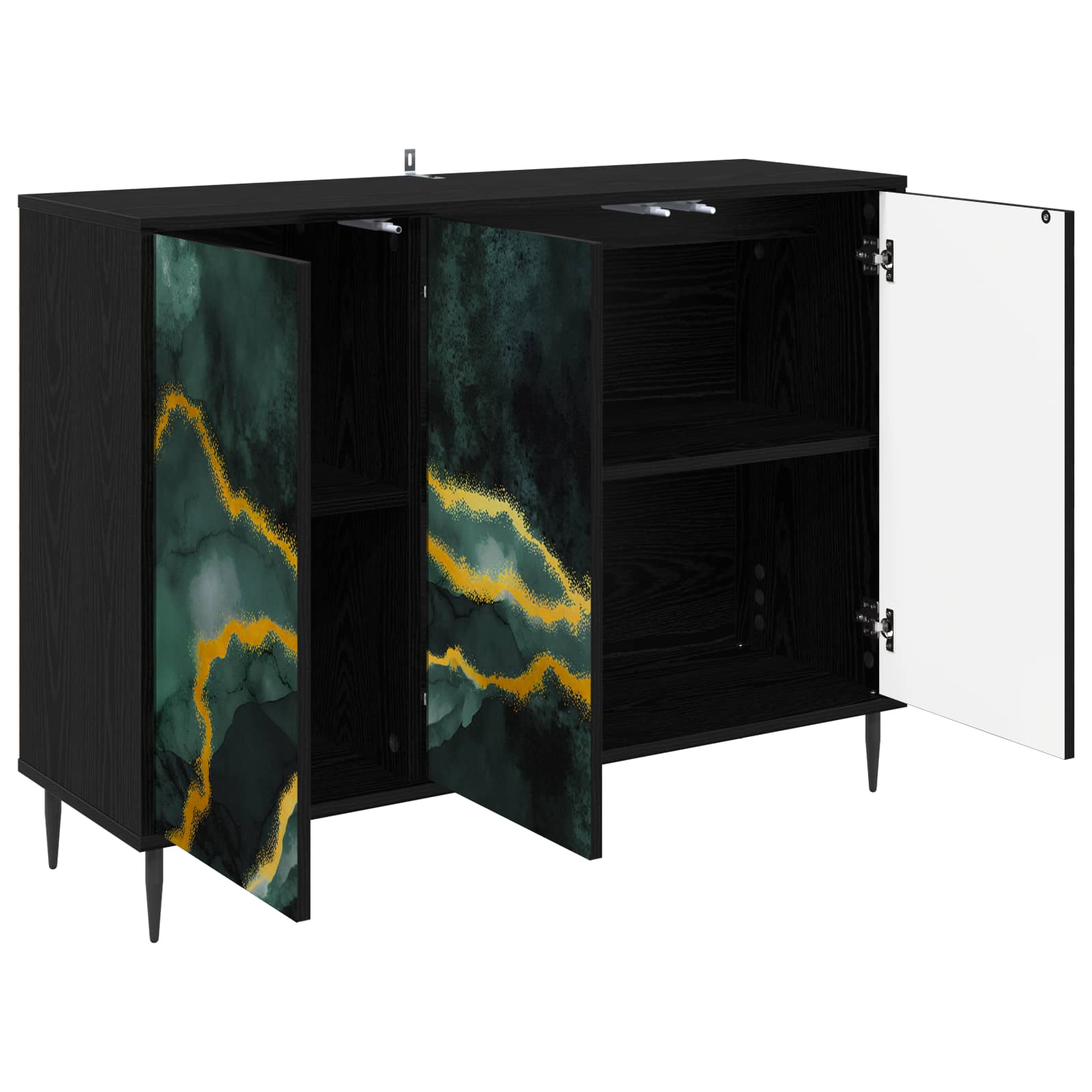 Buffet WIJHE Chêne noir 102 x 33 x 76 cm Bois d'ingénierie
