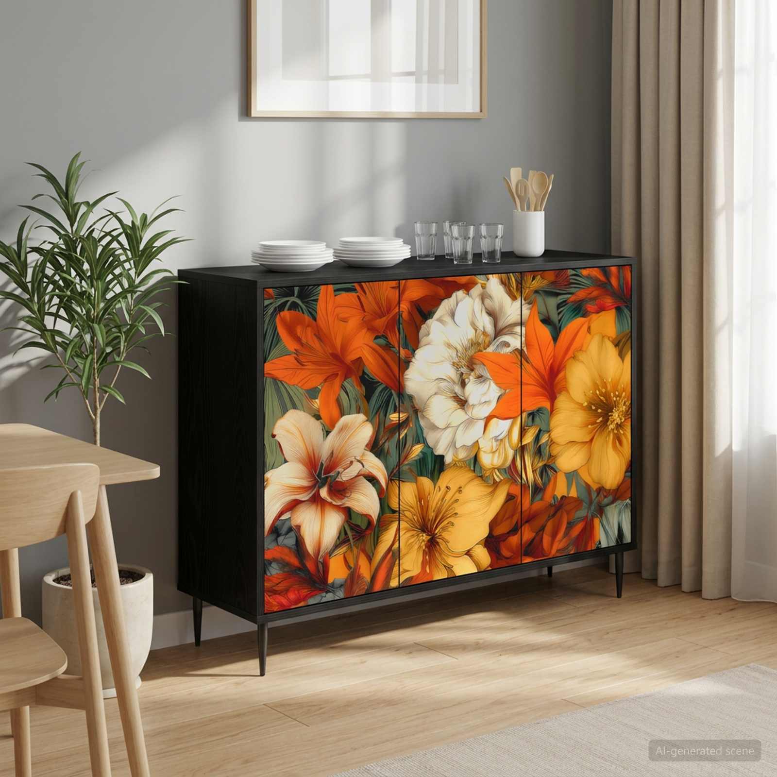 Buffet GENNEP Chêne noir 102 x 33 x 76 cm Bois d'ingénierie