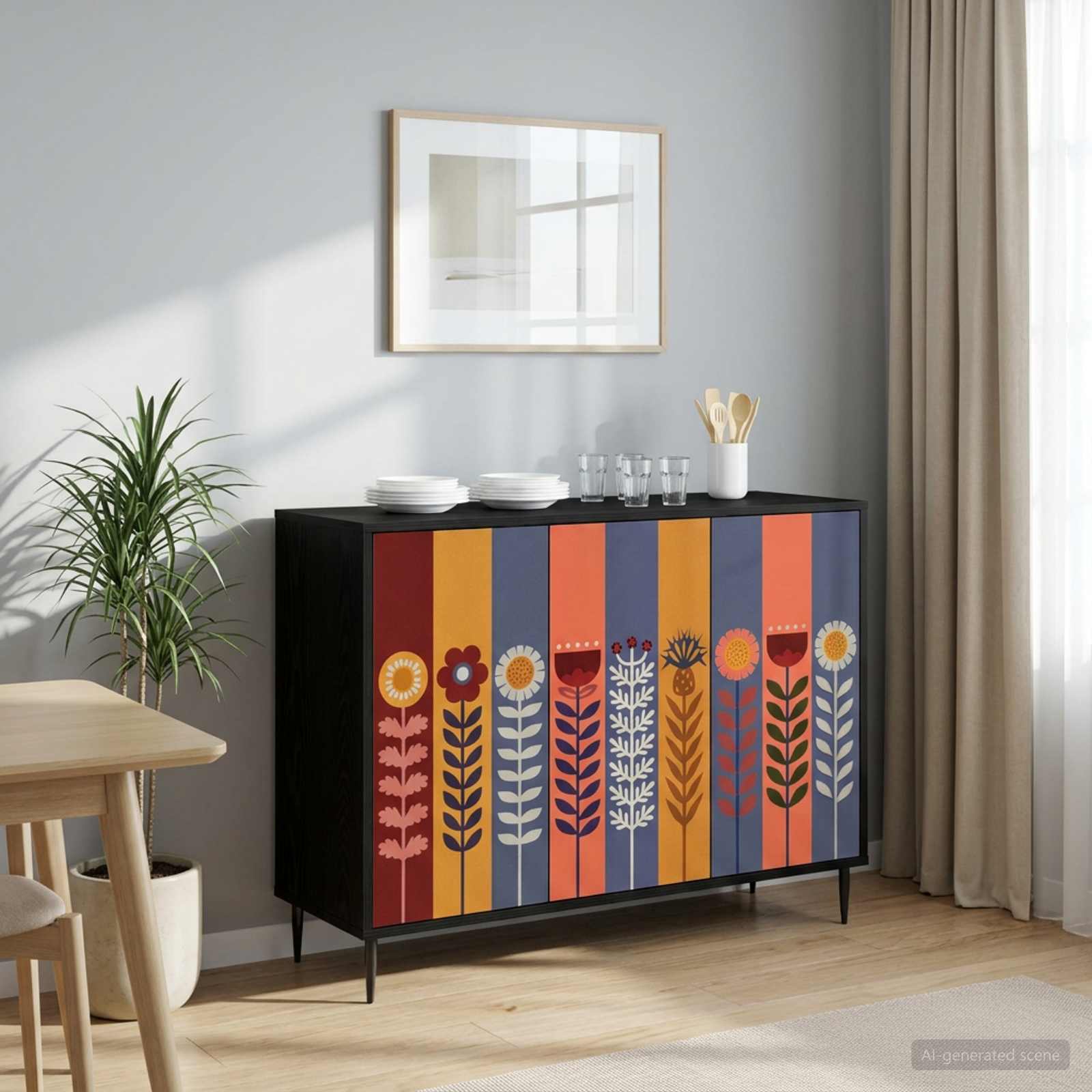 Buffet ESSEN Chêne noir 102 x 33 x 76 cm Bois d'ingénierie
