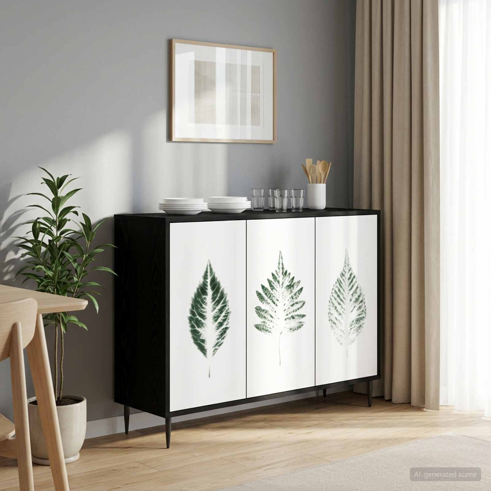 Buffet HANAU Chêne noir 102 x 33 x 76 cm Bois d'ingénierie
