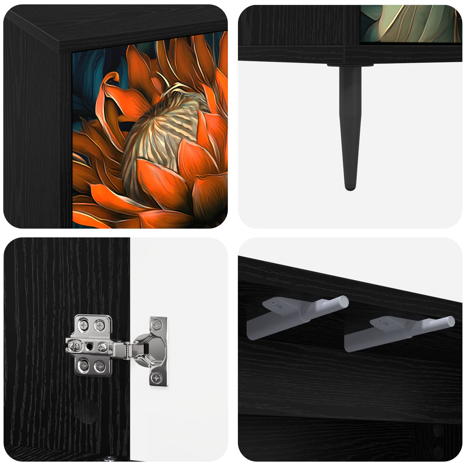 Meuble TV LOCHEM 69 x 33 x 50,5 cm Chêne noir Bois d'ingénierie