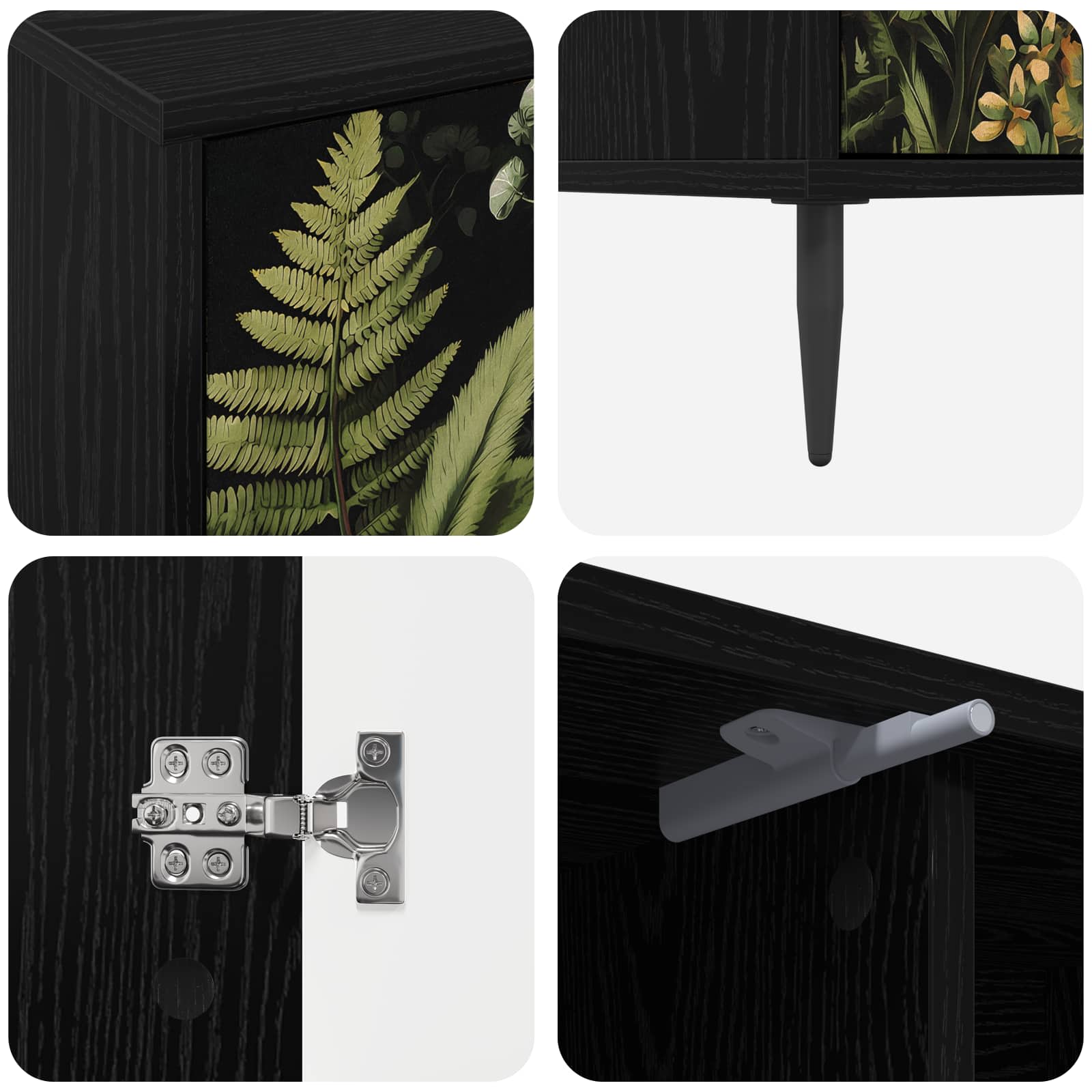 Meuble TV RHENEN 102 x 33 x 51 cm Chêne noir Bois d'ingénierie