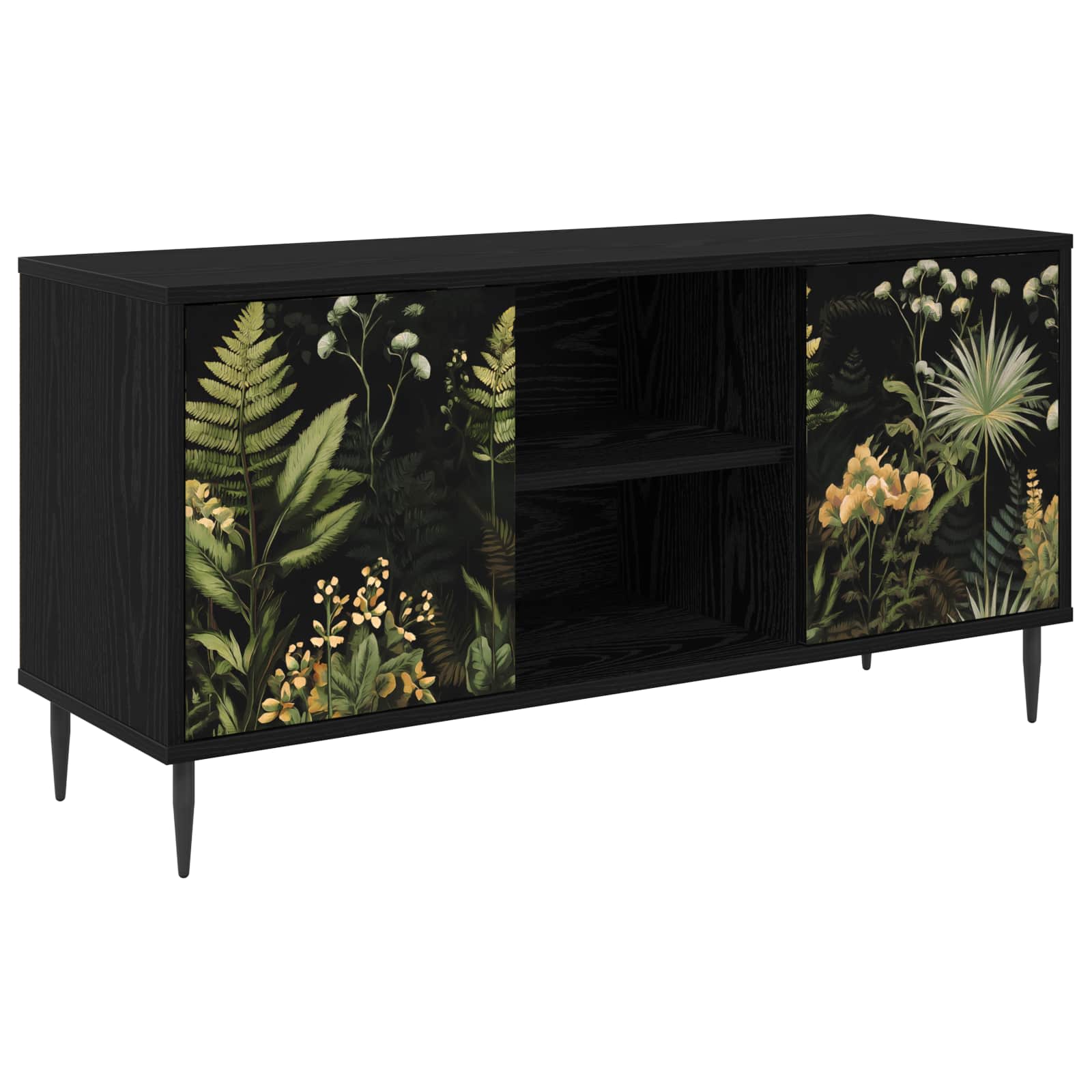 Meuble TV RHENEN 102 x 33 x 51 cm Chêne noir Bois d'ingénierie
