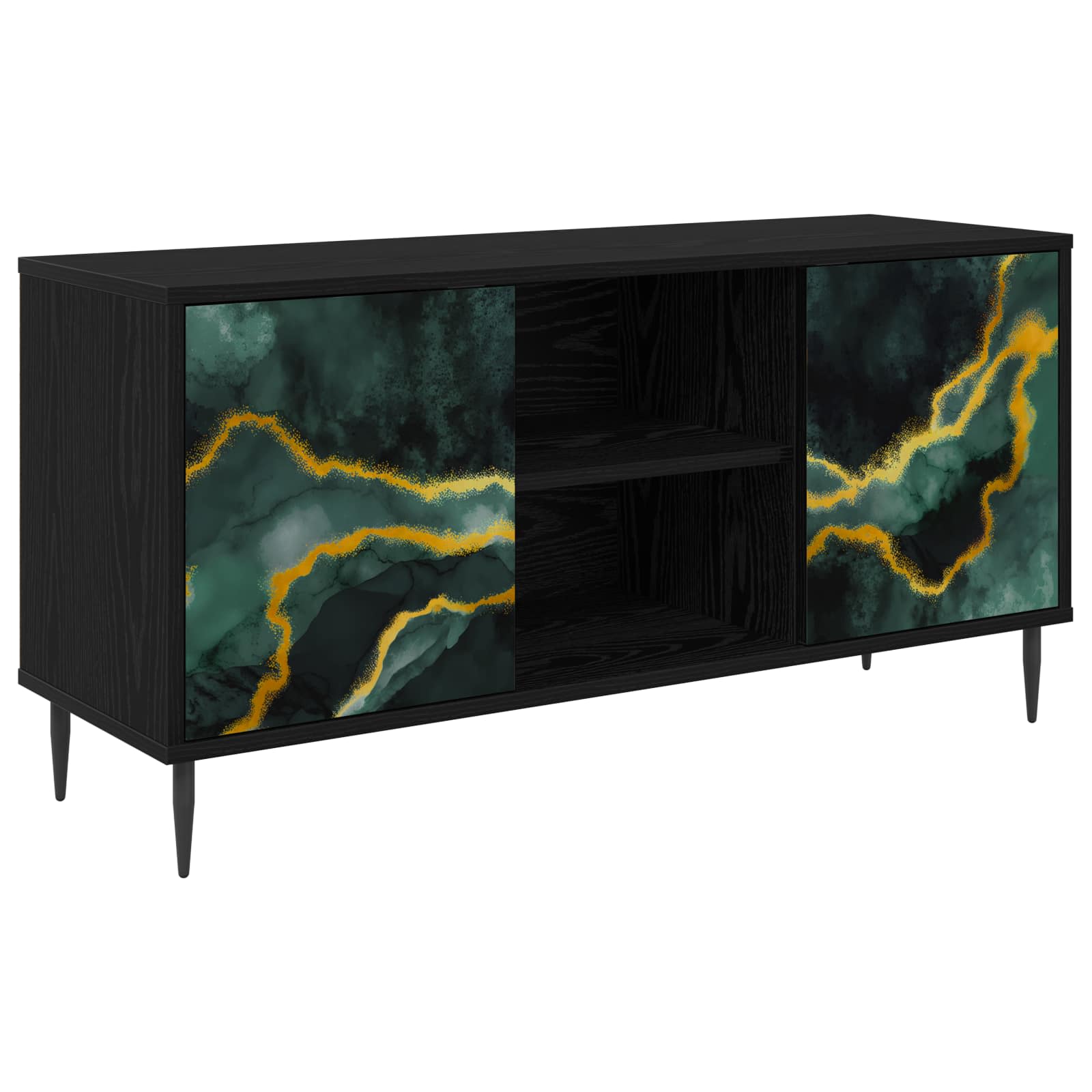Meuble TV WIJHE 102 x 33 x 51 cm Chêne noir Bois d'ingénierie
