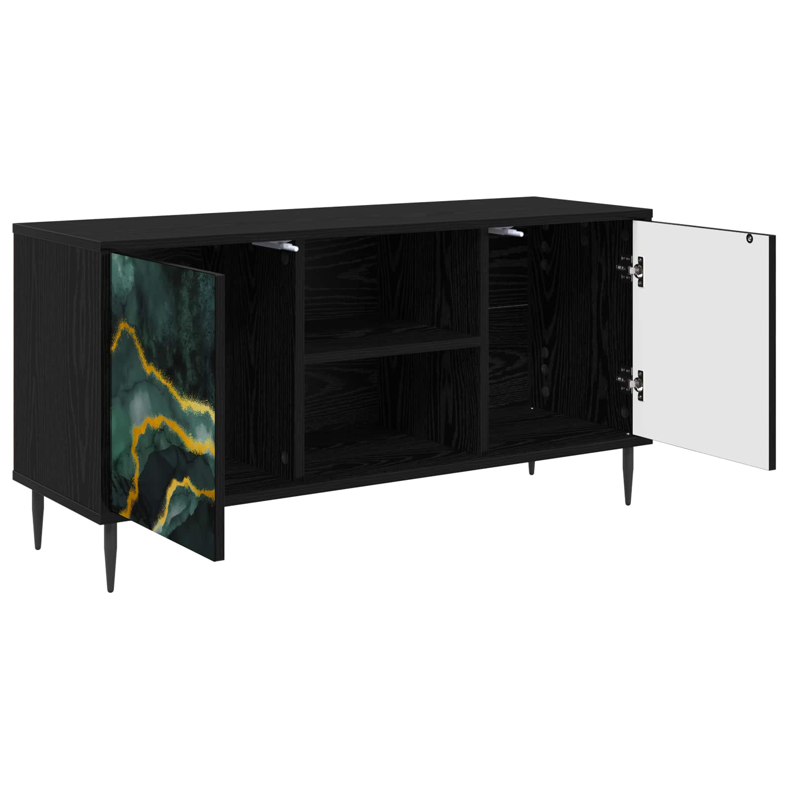 Meuble TV WIJHE 102 x 33 x 51 cm Chêne noir Bois d'ingénierie