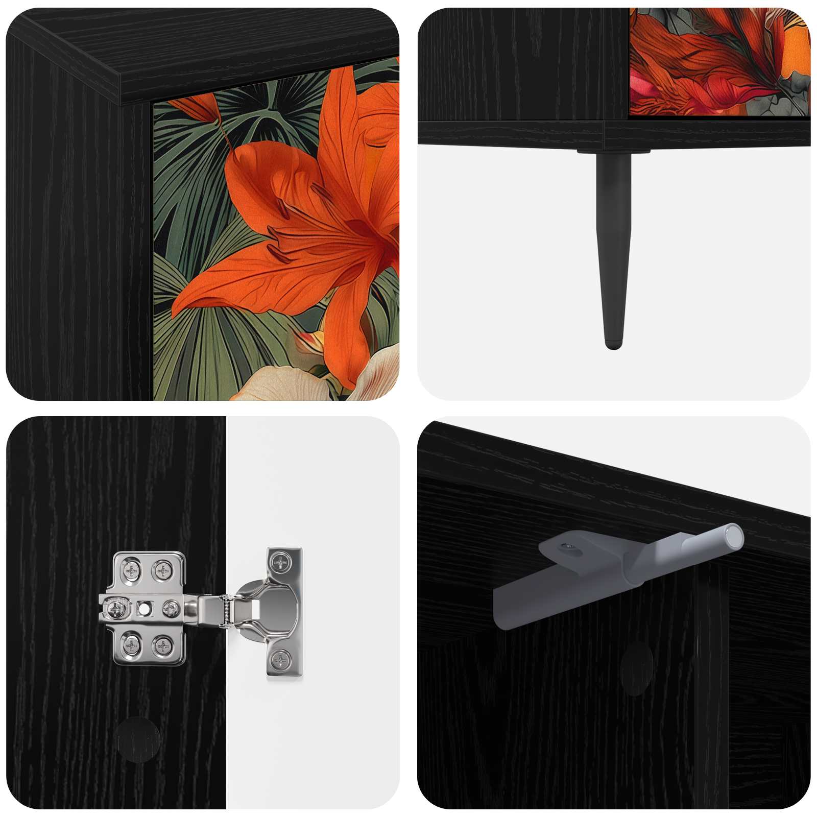 Meuble TV GENNEP 102 x 33 x 51 cm Chêne noir Bois d'ingénierie