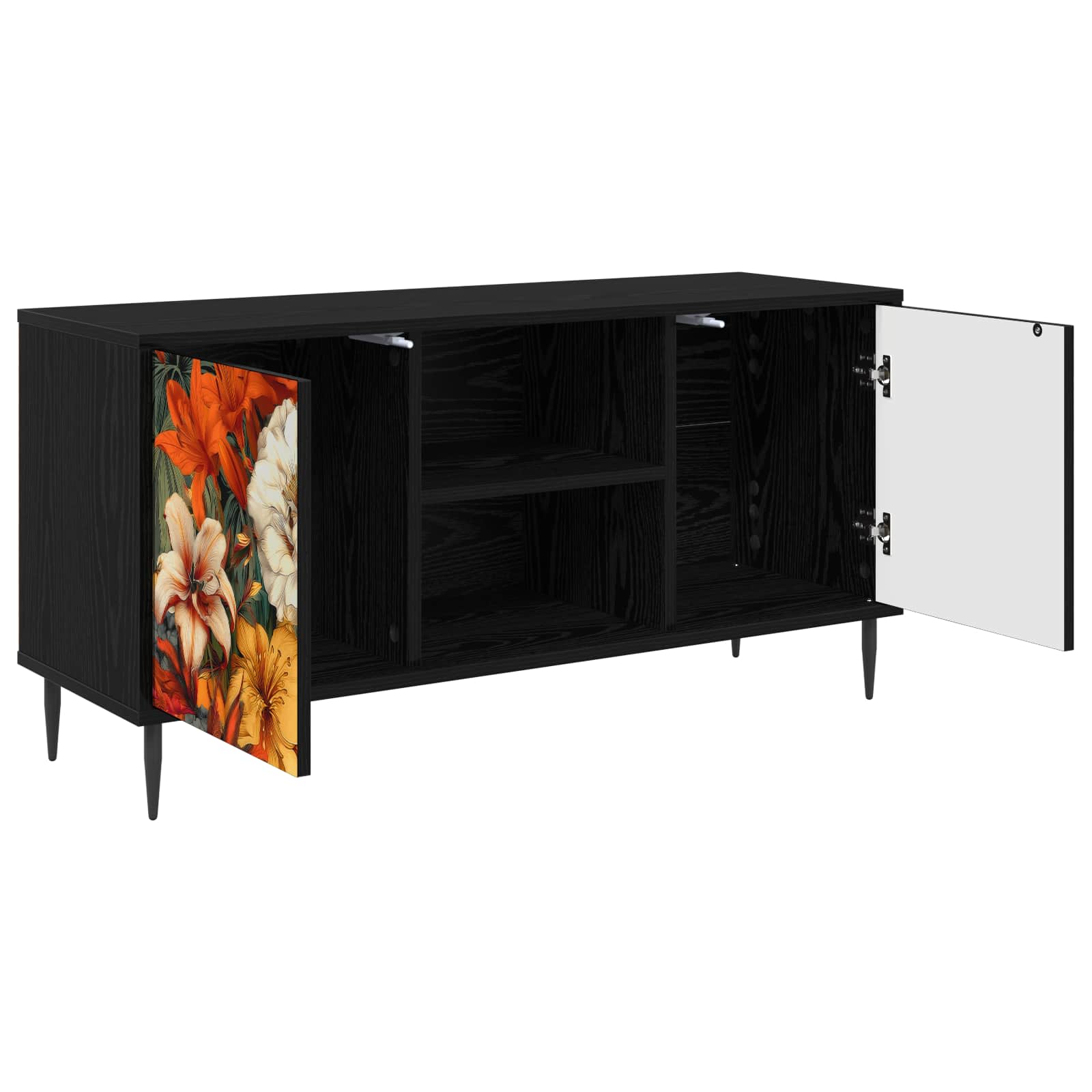 Meuble TV GENNEP 102 x 33 x 51 cm Chêne noir Bois d'ingénierie