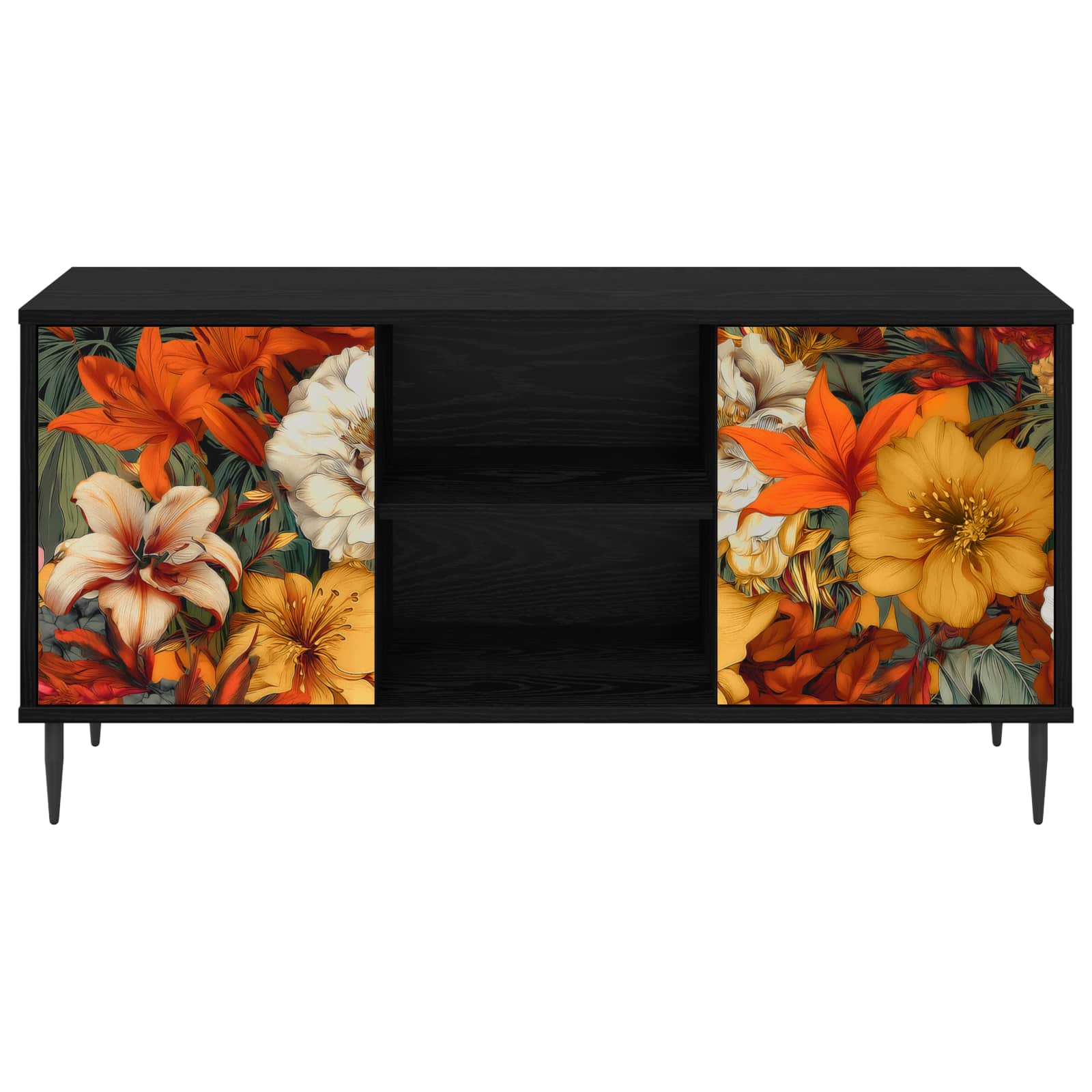 Meuble TV GENNEP 102 x 33 x 51 cm Chêne noir Bois d'ingénierie