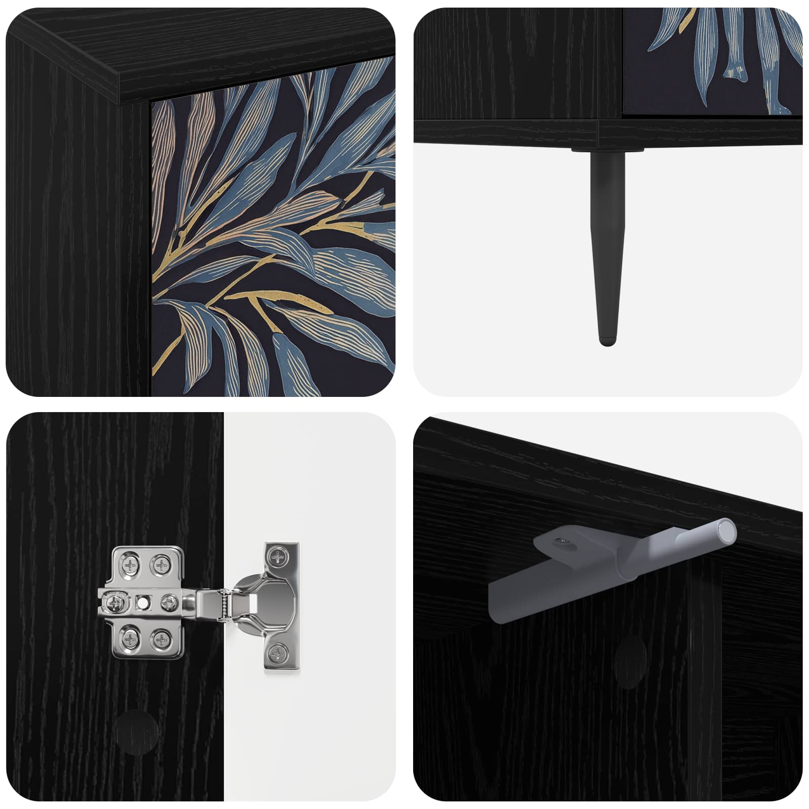 Meuble TV DOKKUM 102 x 33 x 51 cm Chêne noir Bois d'ingénierie