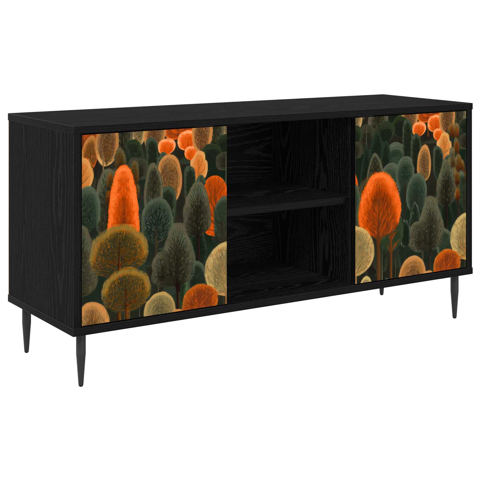 Meuble TV ZAANDAM 102 x 33 x 51 cm Chêne noir Bois d'ingénierie
