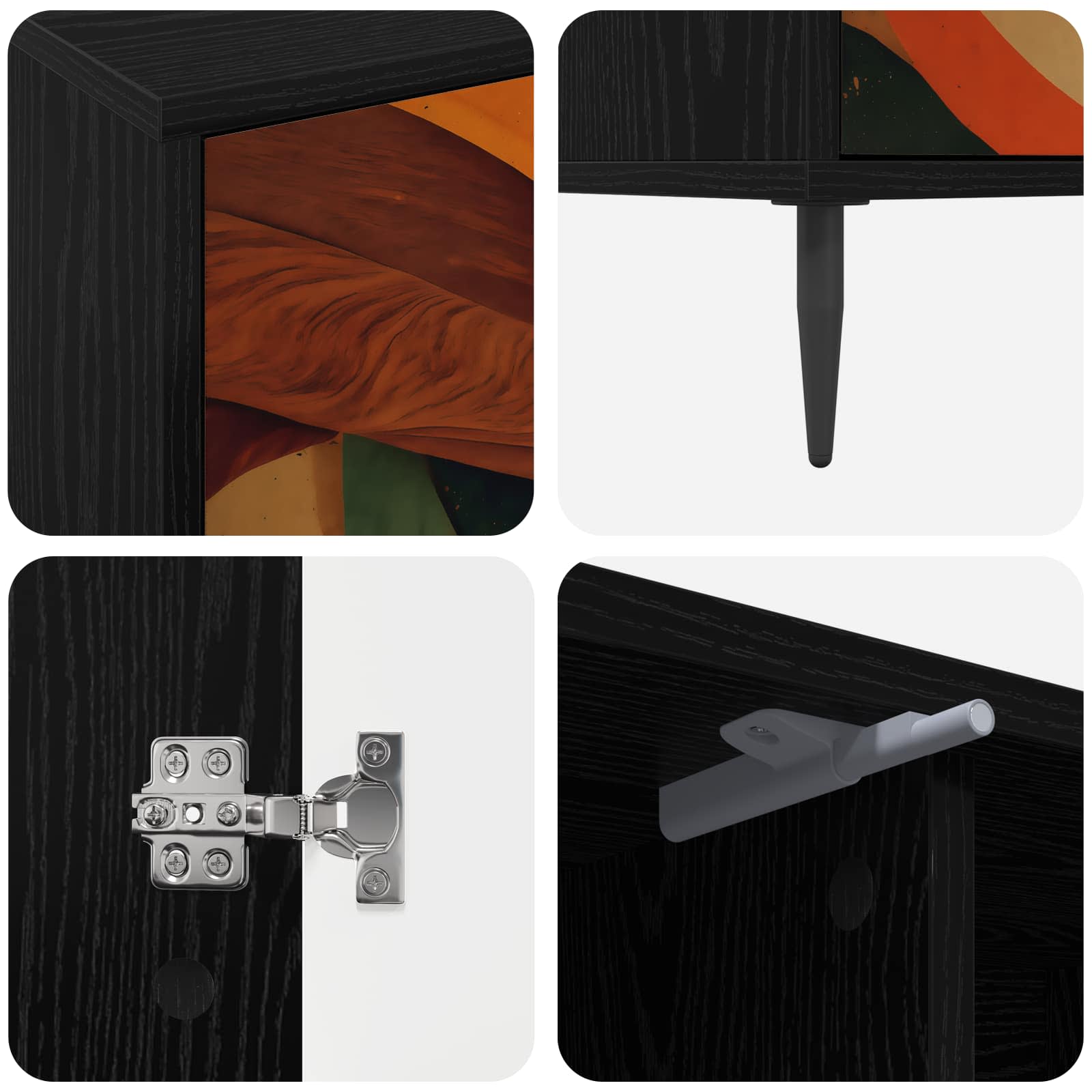 Meuble TV BONN 102 x 33 x 51 cm Chêne noir Bois d'ingénierie