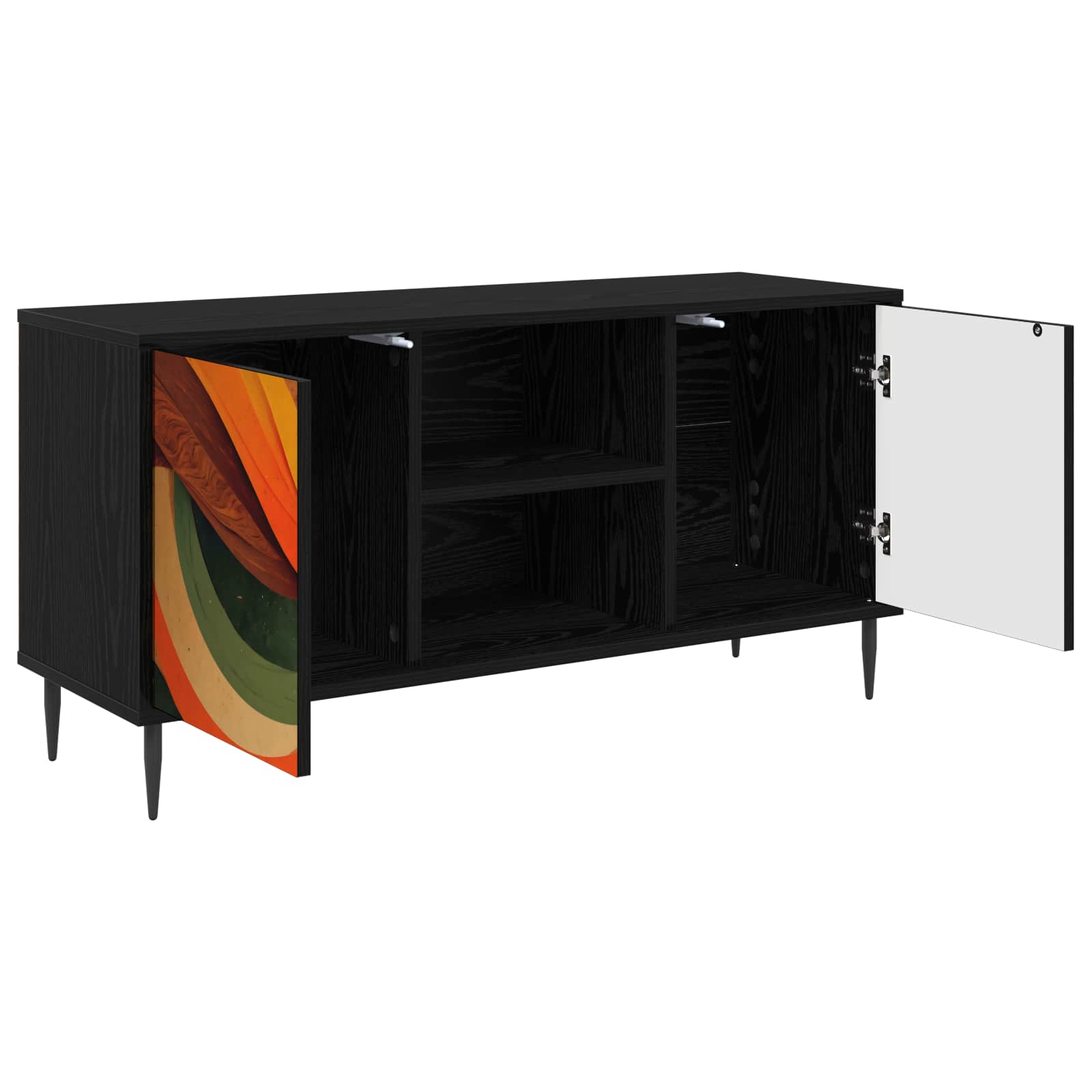 Meuble TV BONN 102 x 33 x 51 cm Chêne noir Bois d'ingénierie