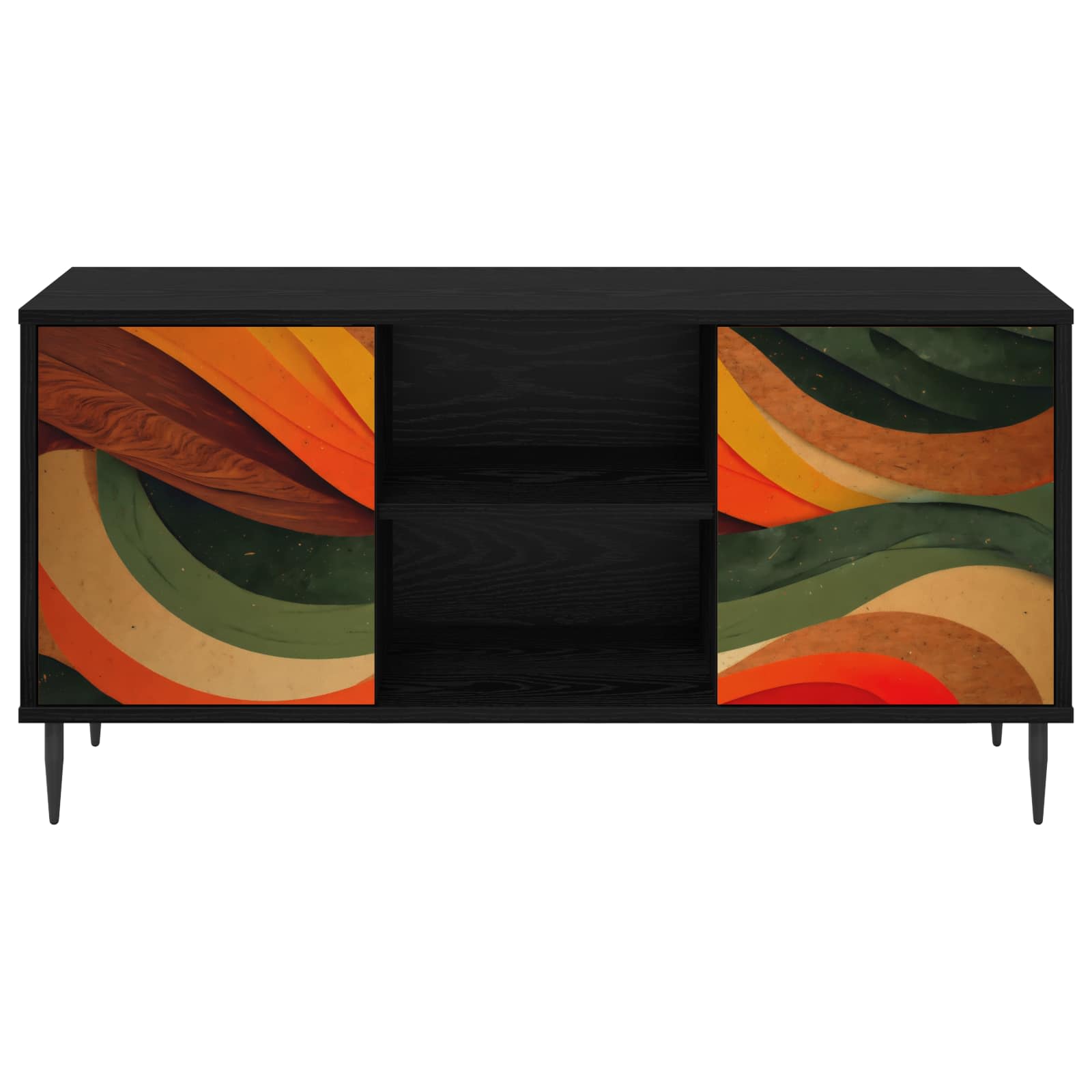 Meuble TV BONN 102 x 33 x 51 cm Chêne noir Bois d'ingénierie