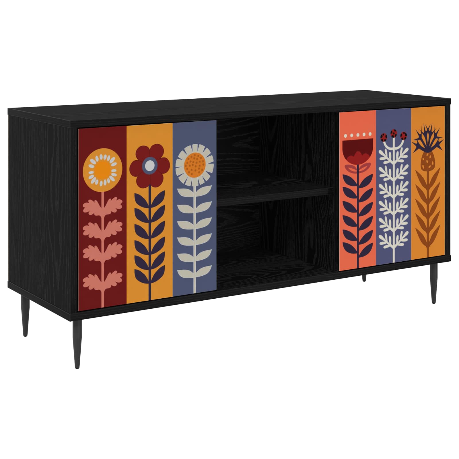 Meuble TV ESSEN 102 x 33 x 51 cm Chêne noir Bois d'ingénierie