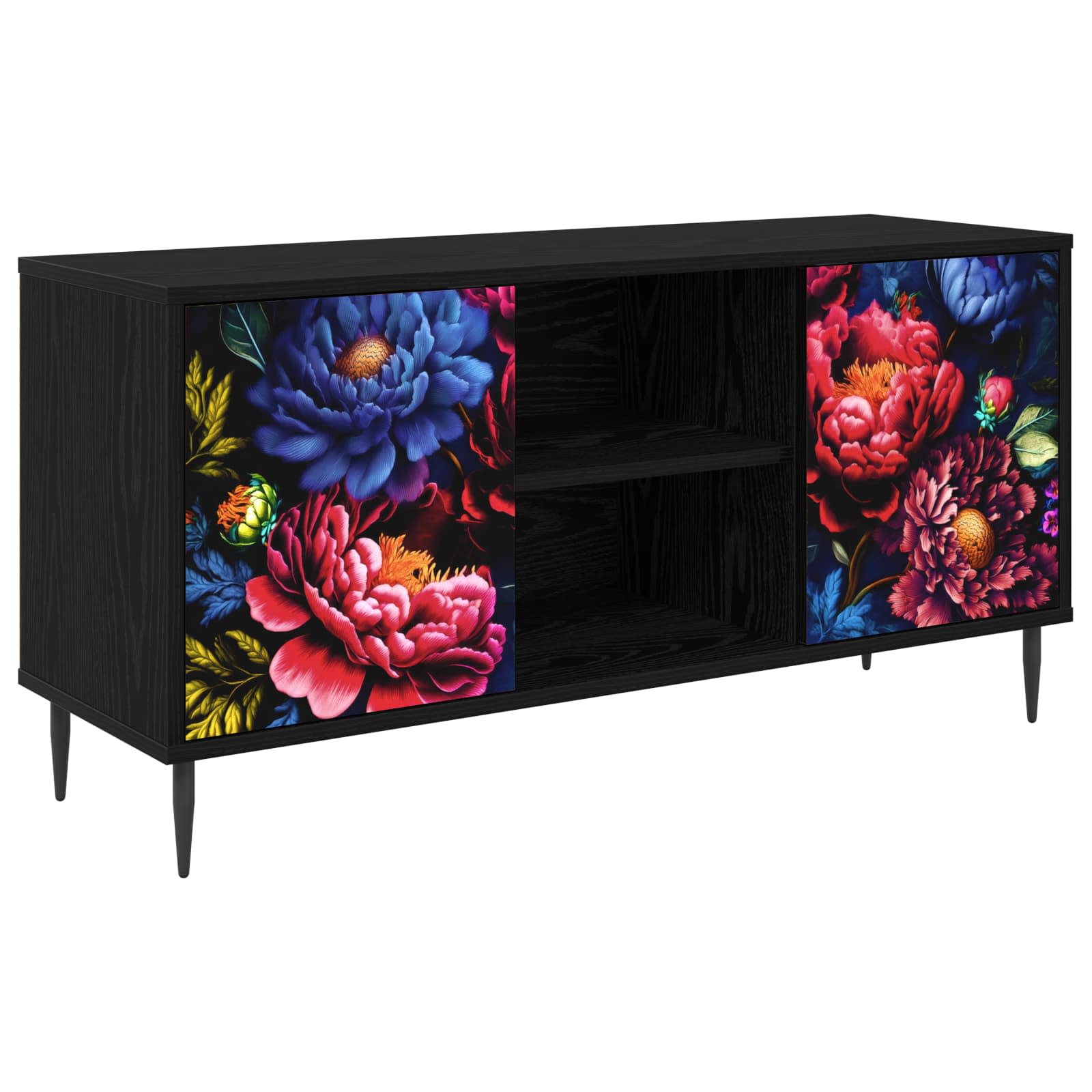 Meuble TV KIEL 102 x 33 x 51 cm Chêne noir Bois d'ingénierie