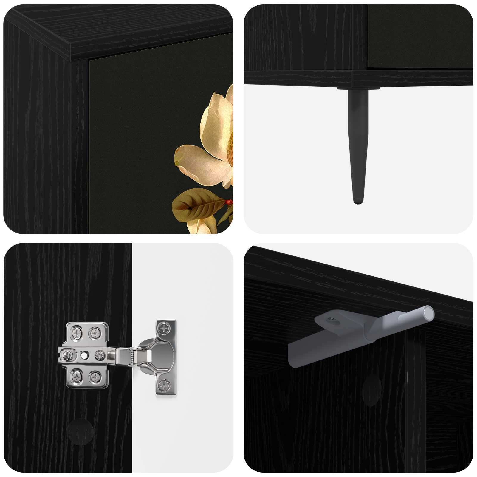 Meuble TV BREMEN 102 x 33 x 51 cm Chêne noir Bois d'ingénierie