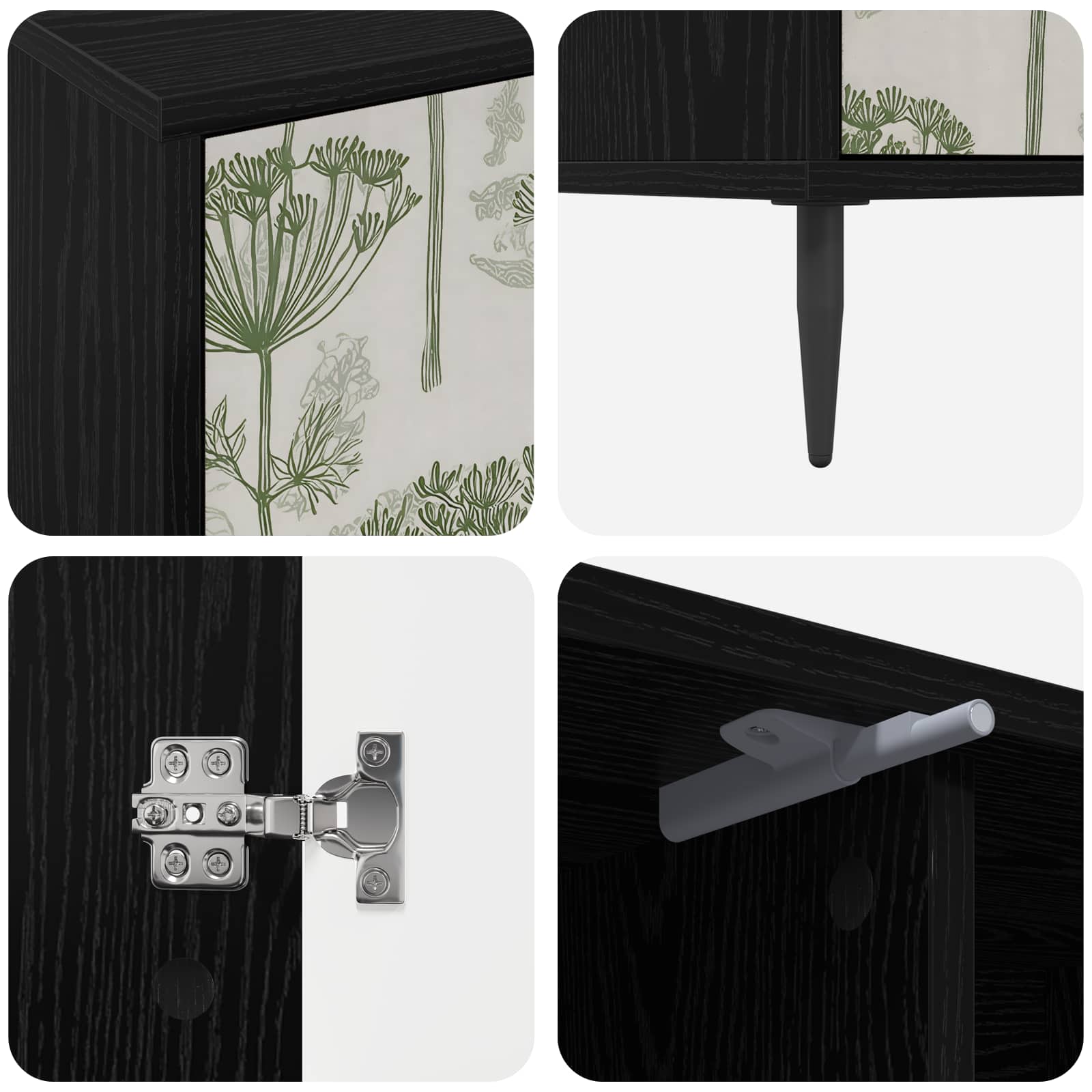 Meuble TV GOTHA 102 x 33 x 51 cm Chêne noir Bois d'ingénierie