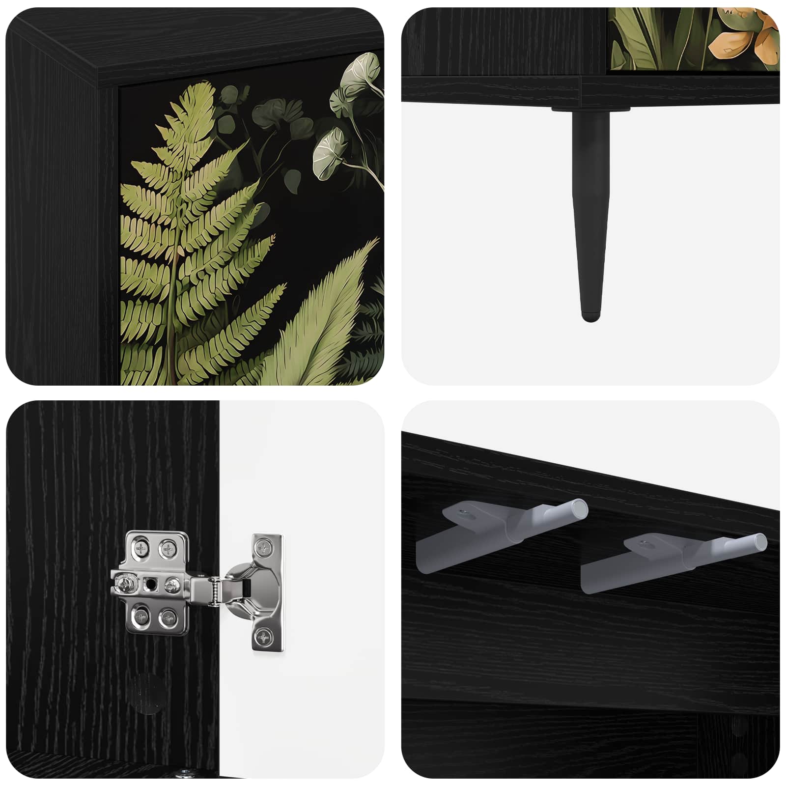 Meuble TV RHENEN 102 x 33 x 51 cm Chêne noir Bois d'ingénierie