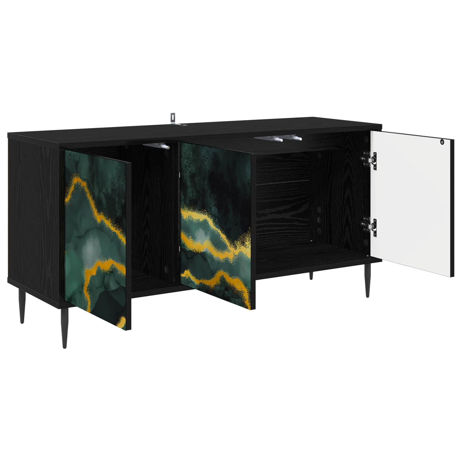 Meuble TV WIJHE 102 x 33 x 51 cm Chêne noir Bois d'ingénierie