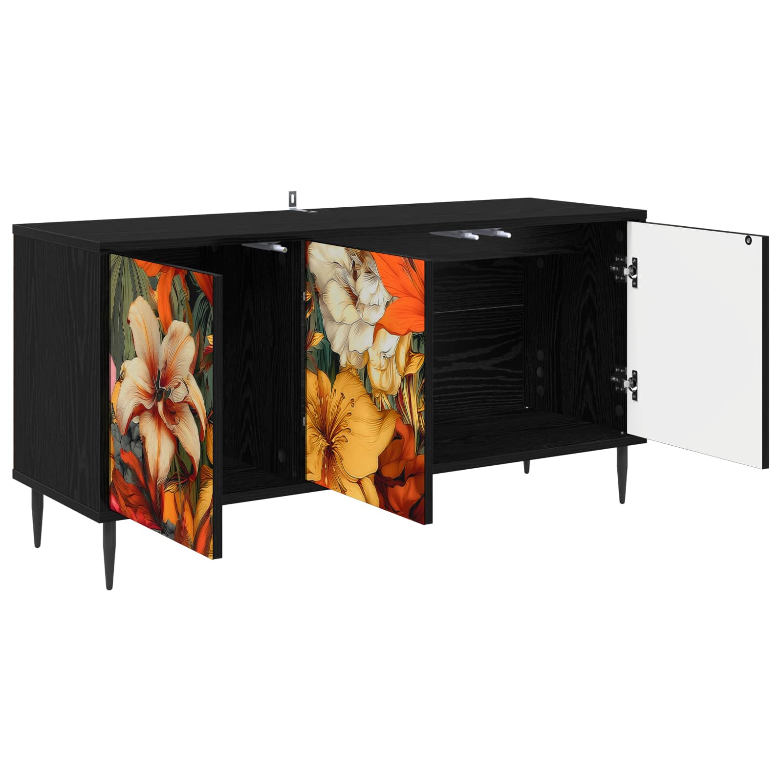 Meuble TV GENNEP 102 x 33 x 51 cm Chêne noir Bois d'ingénierie