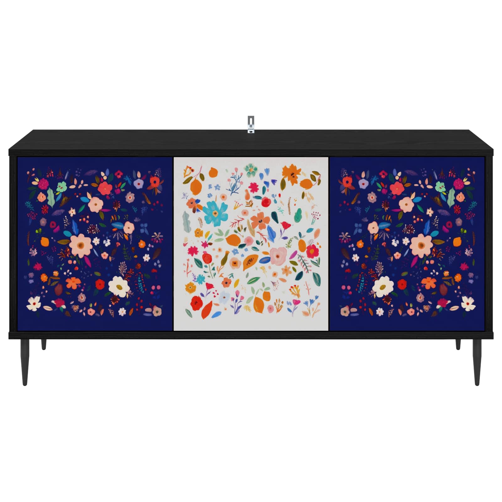 Meuble TV MAINZ 102 x 33 x 51 cm Chêne noir Bois d'ingénierie