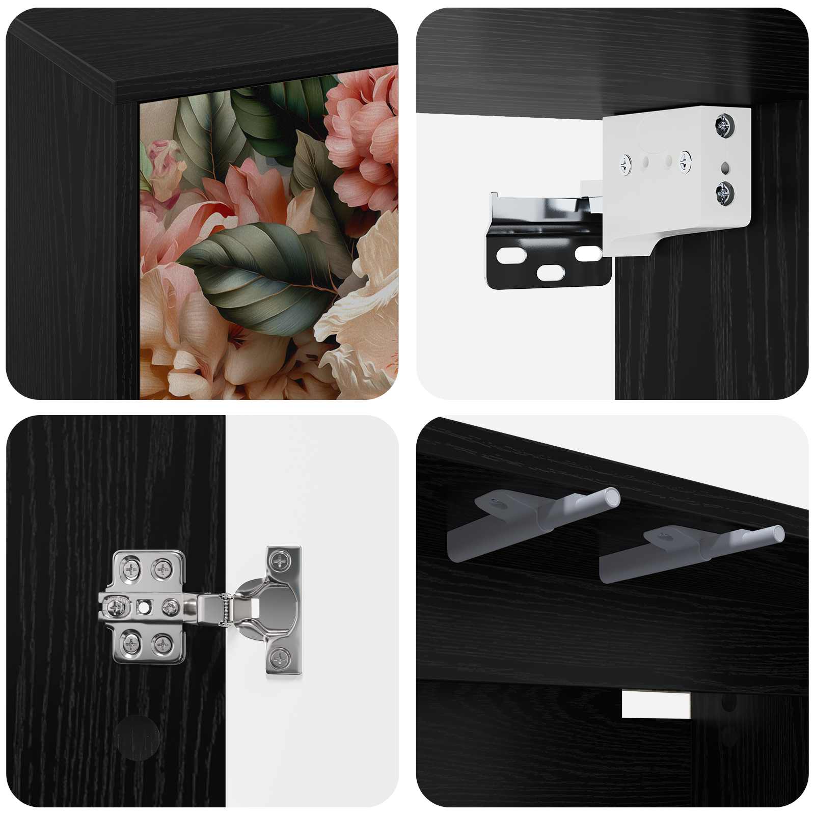 Meuble TV mural BORNE 69 x 33 x 40 cm Chêne noir