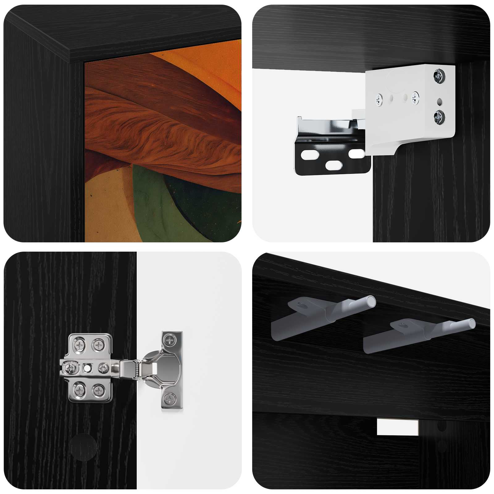 Meuble TV mural BONN 69 x 33 x 40 cm Chêne noir