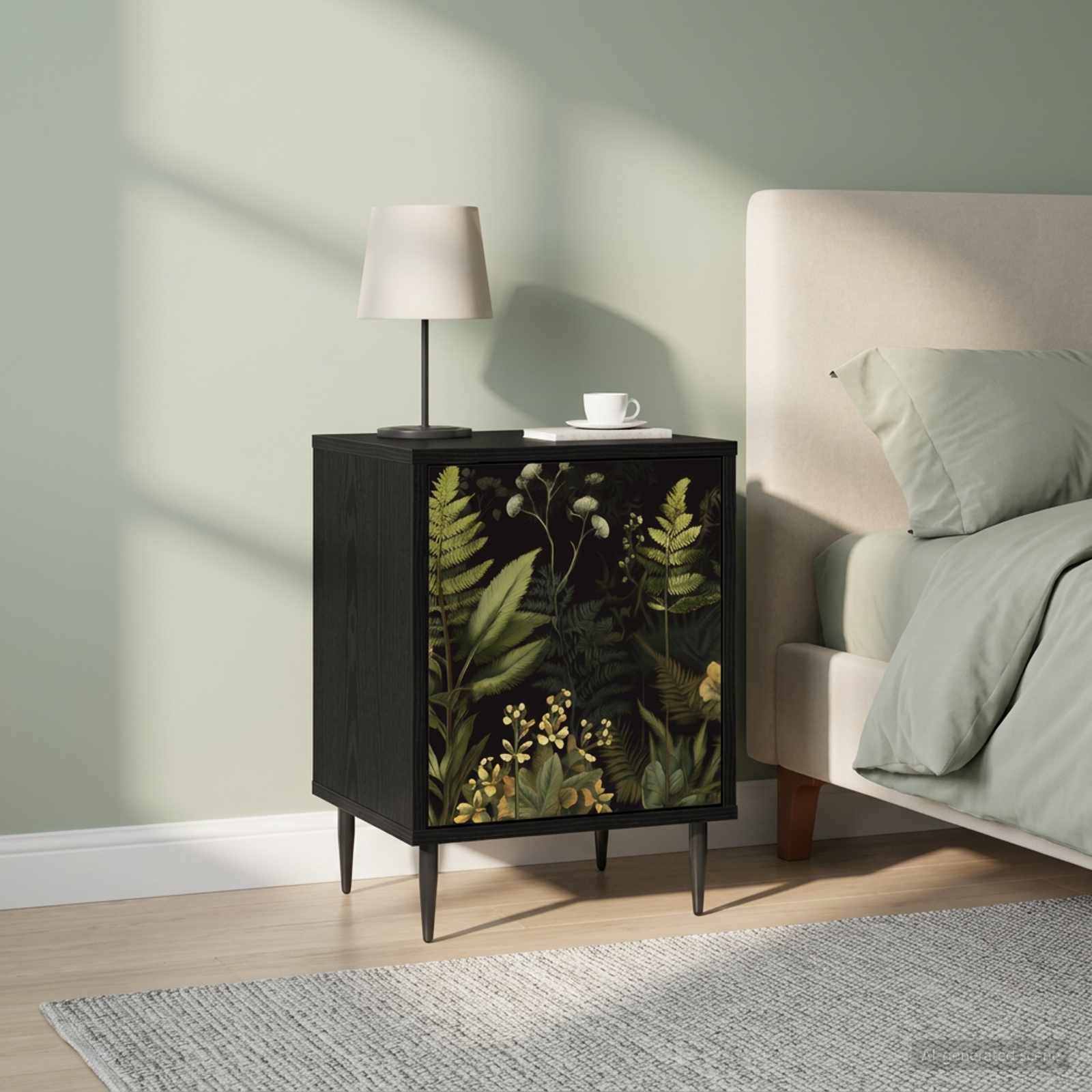 Table de chevet RHENEN 2 pc Chêne noir 36 x 33 x 51 cm
