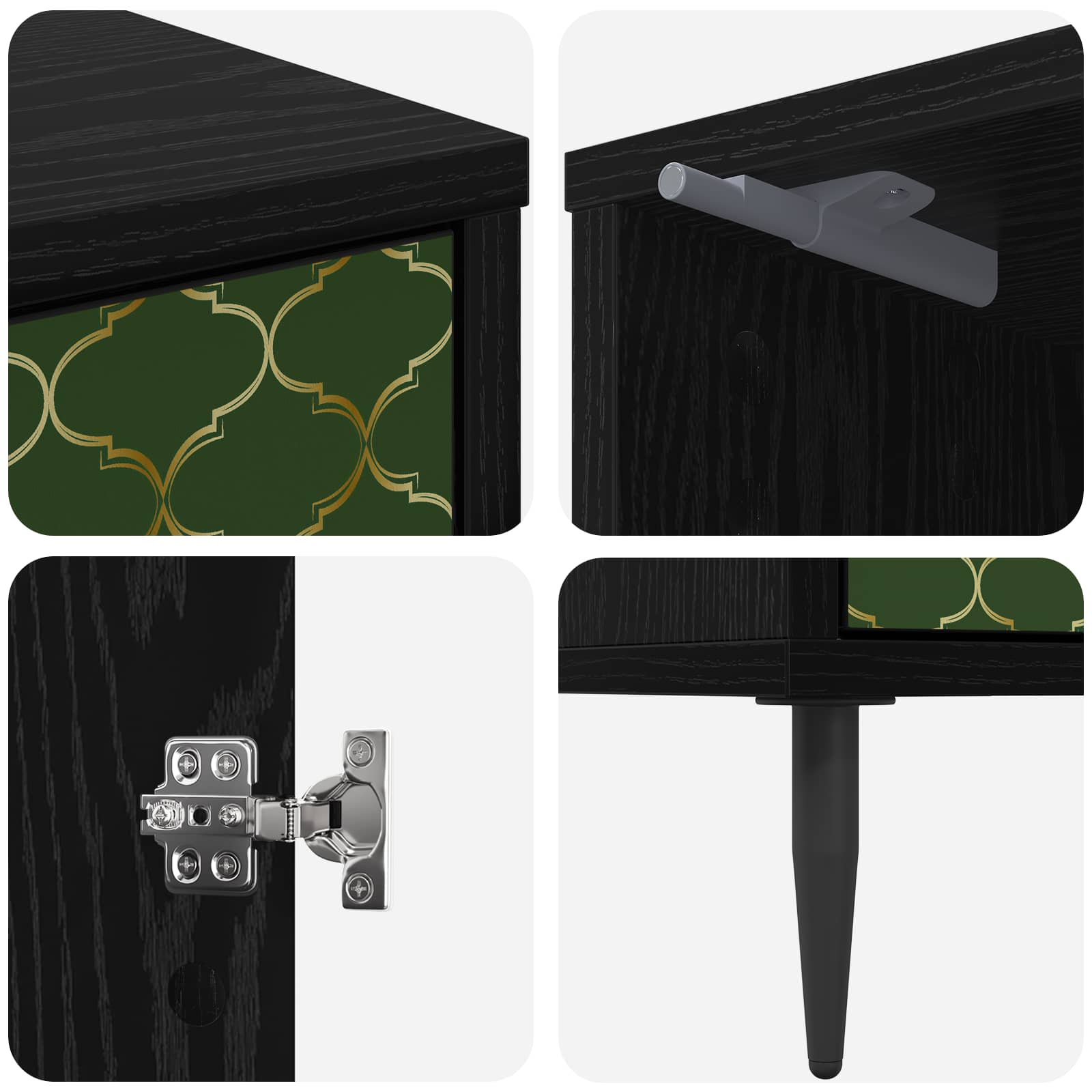Table de chevet GELEEN 2 pc Chêne noir 36 x 33 x 51 cm