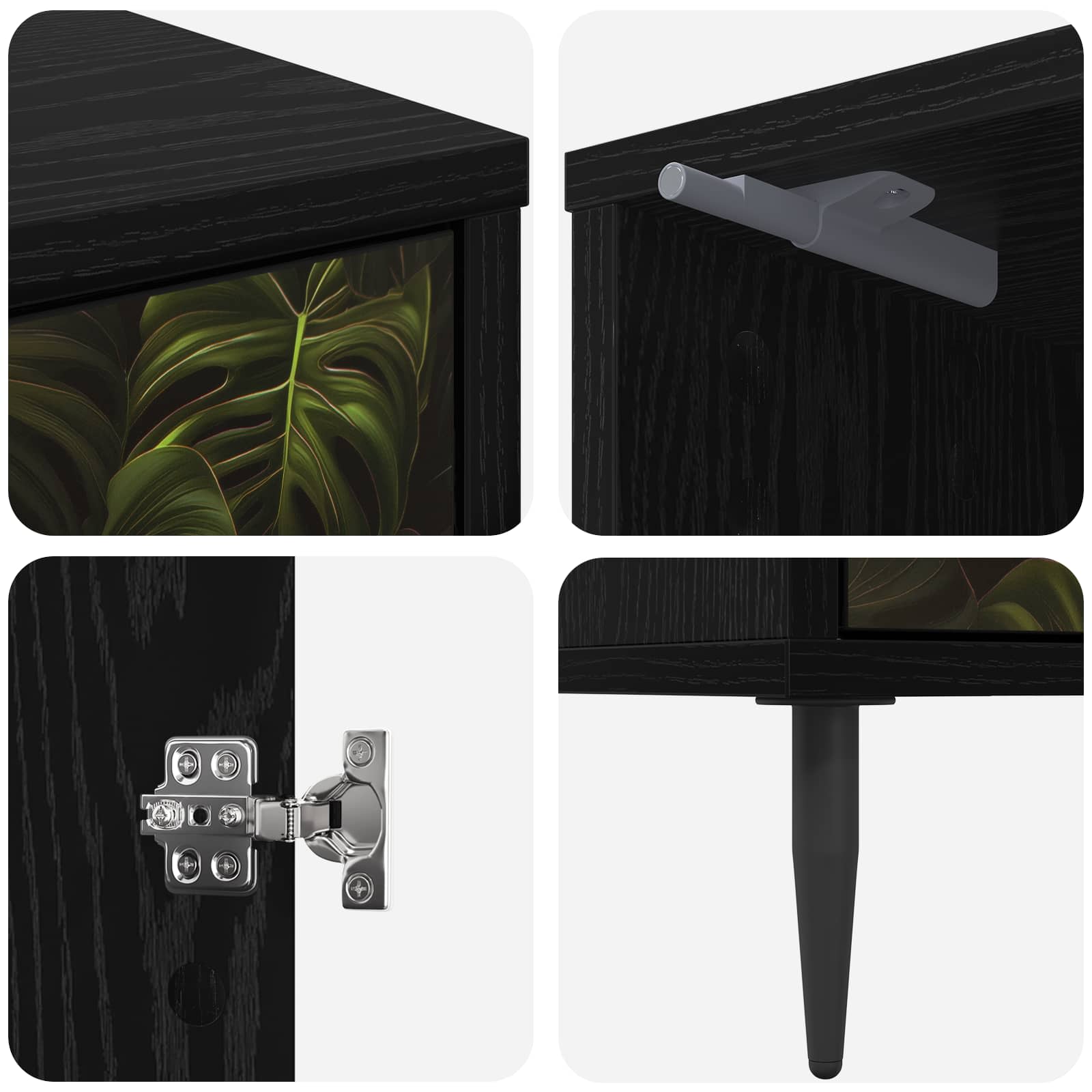 Table de chevet ELBURG 2 pc Chêne noir 36 x 33 x 51 cm