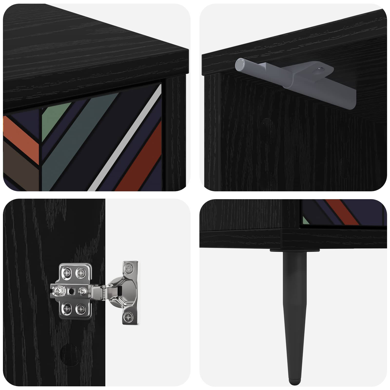Table de chevet OMMEN 2 pc Chêne noir 36 x 33 x 51 cm